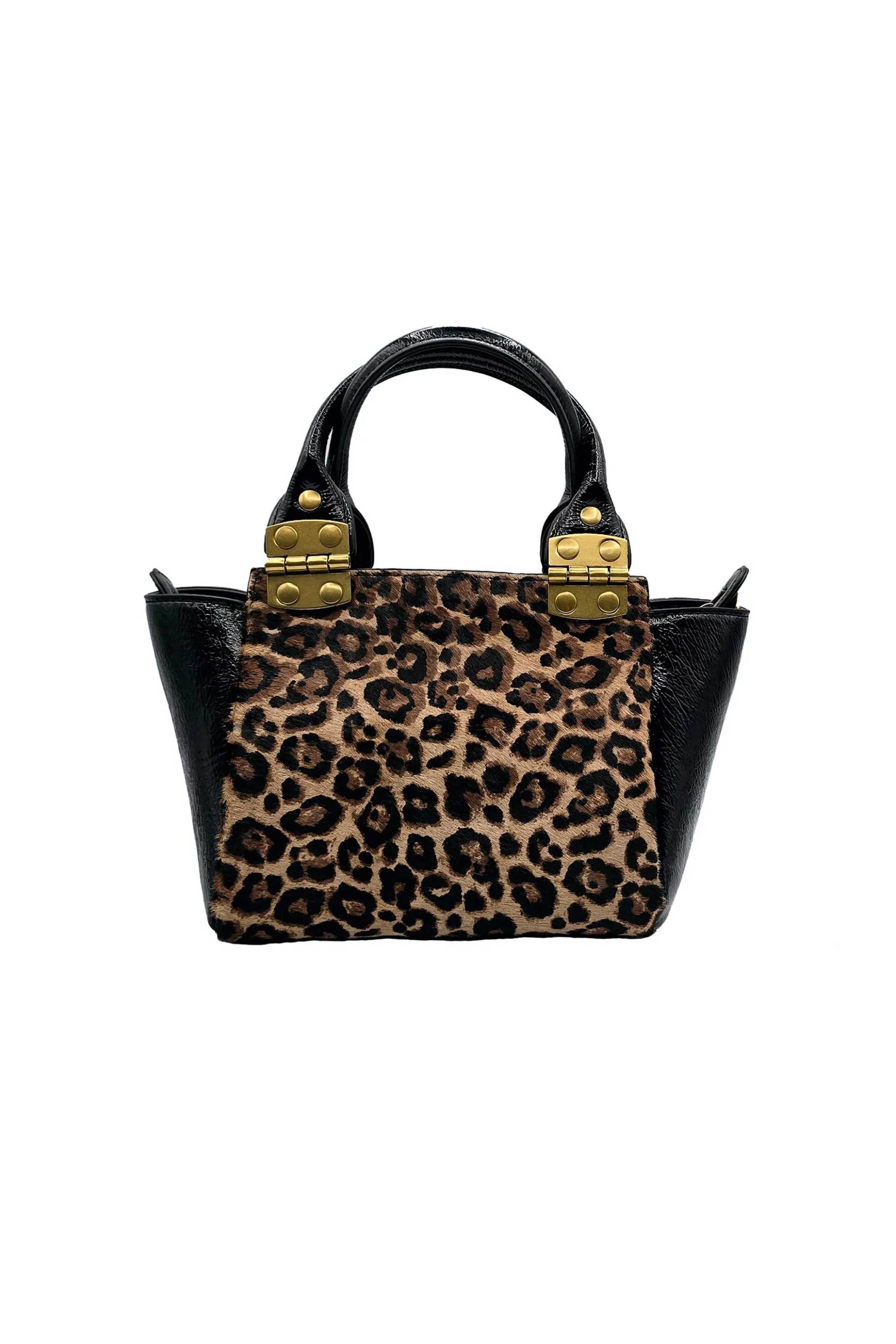 Just Cavalli γυναικεία τσάντα χειρός με animal print και μεταλλικό λογότυπο - 79RA4BI1ZSD26 Μαύρο-Καφέ φωτογραφία