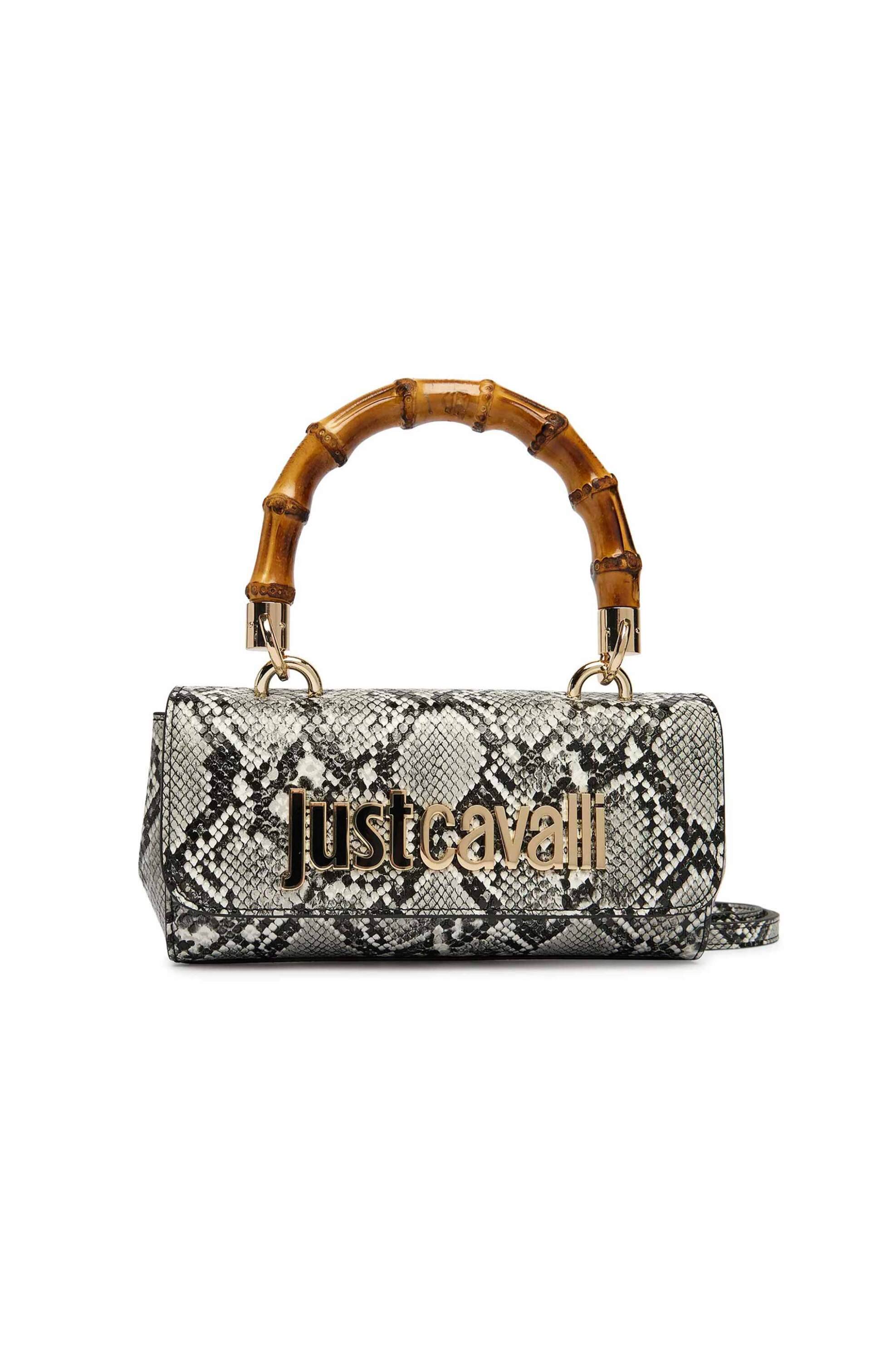 JUST CAVALLI Just Cavalli γυναικεία τσάντα χειρός με snake print - 80RA4BD1ZSD84 Μαύρο