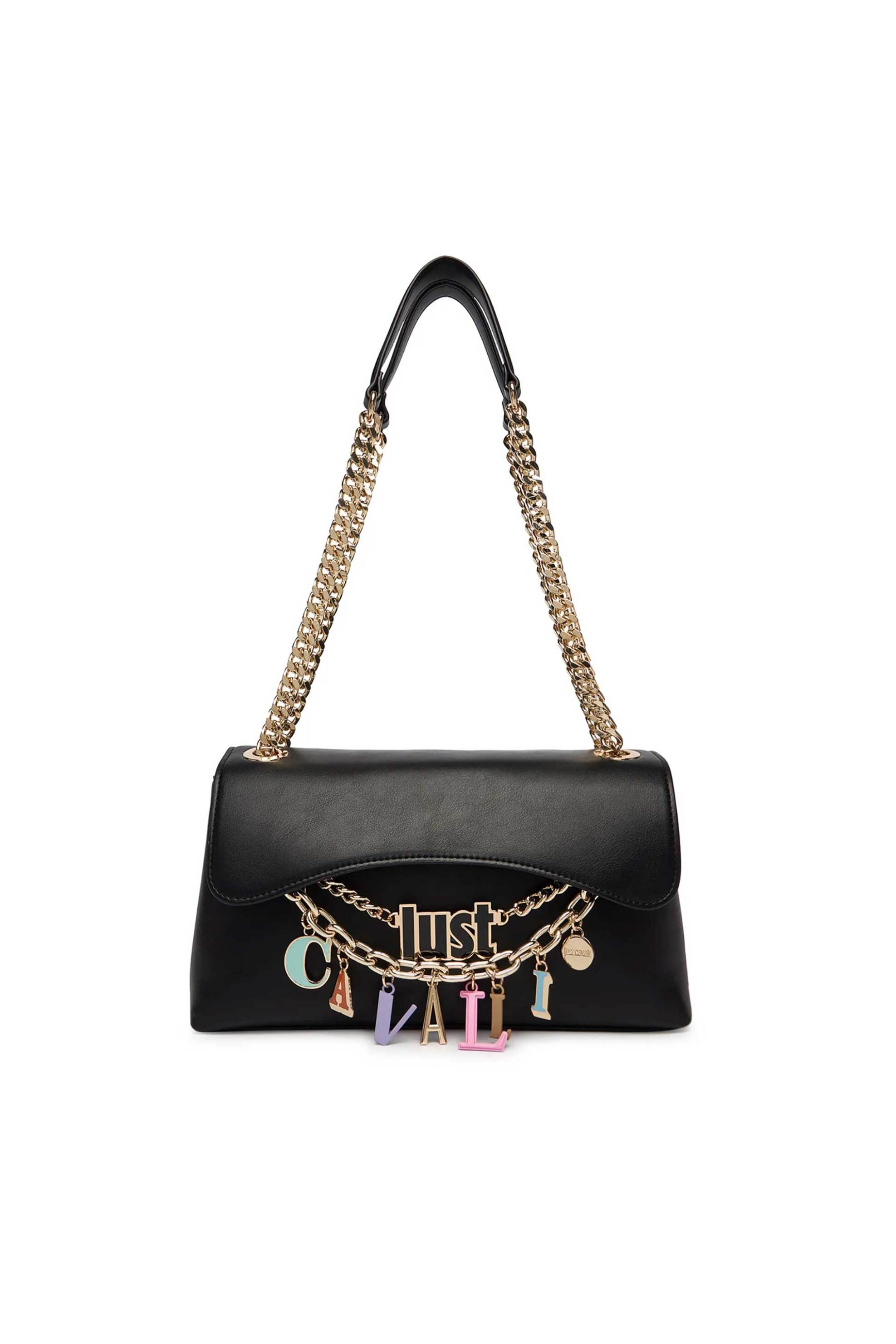 Just Cavalli γυναικεία τσάντα ώμου με charms - 80RA4BE1ZSD85 Μαύρο