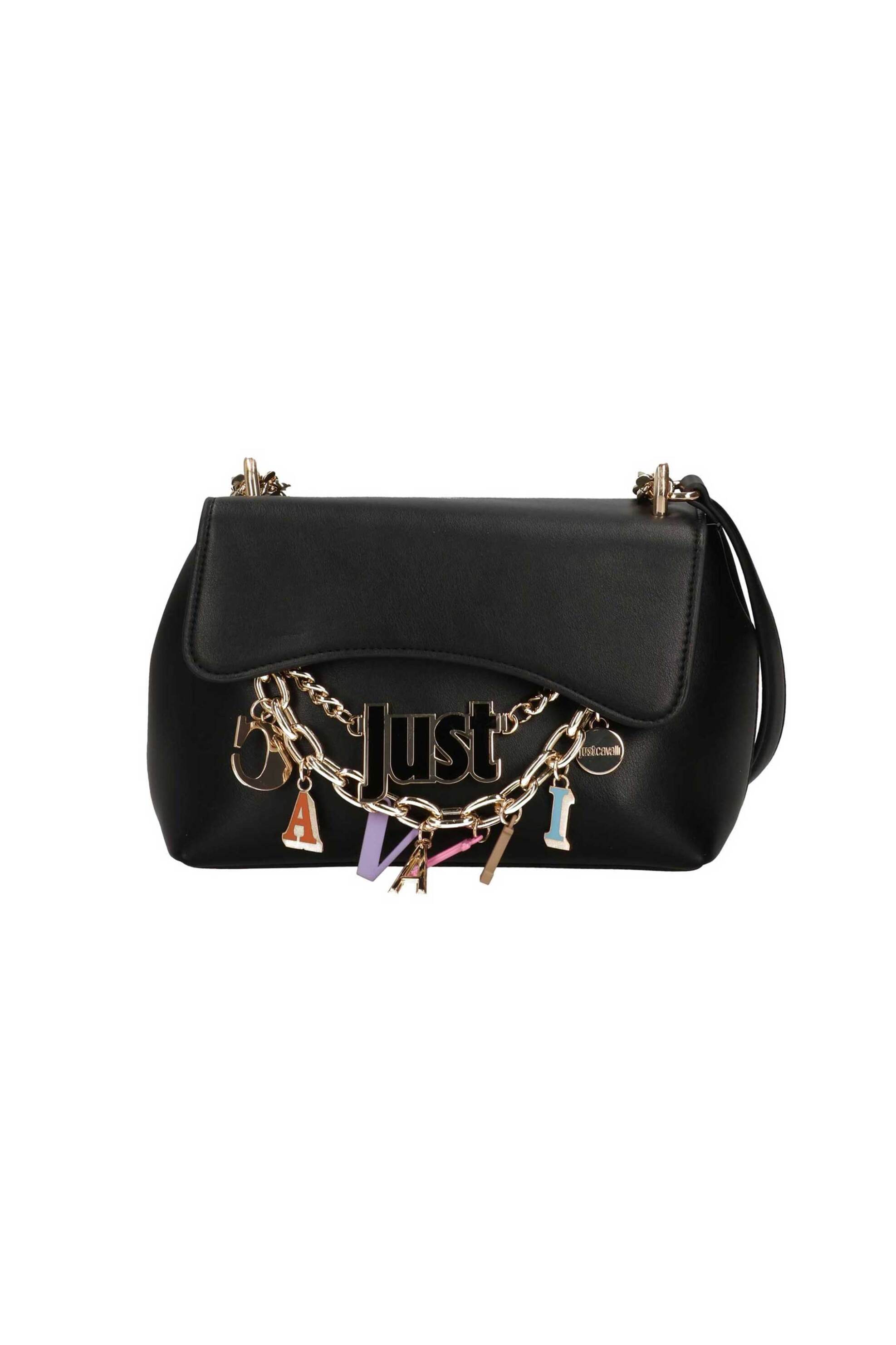 Just Cavalli γυναικεία τσάντα ώμου με charms - 80RA4BE2ZSD85 Μαύρο