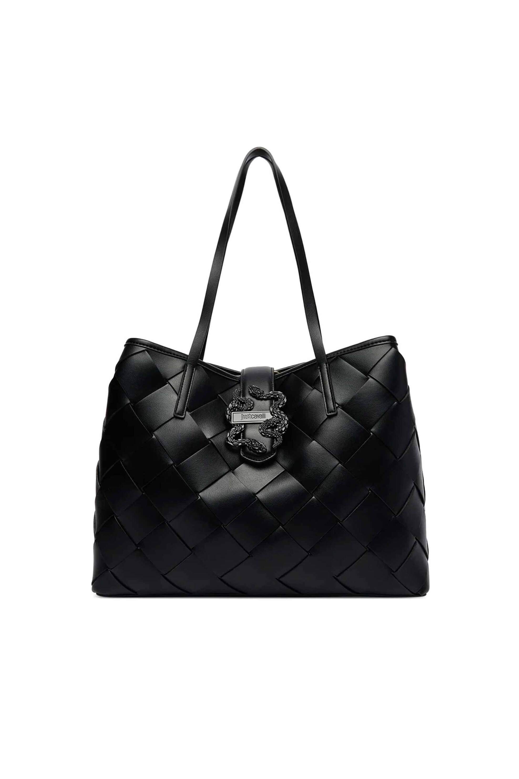 Just Cavalli γυναικεία τσάντα ώμου με πλεκτό σχέδιο - 80RA4BM2ZSD88 Μαύρο