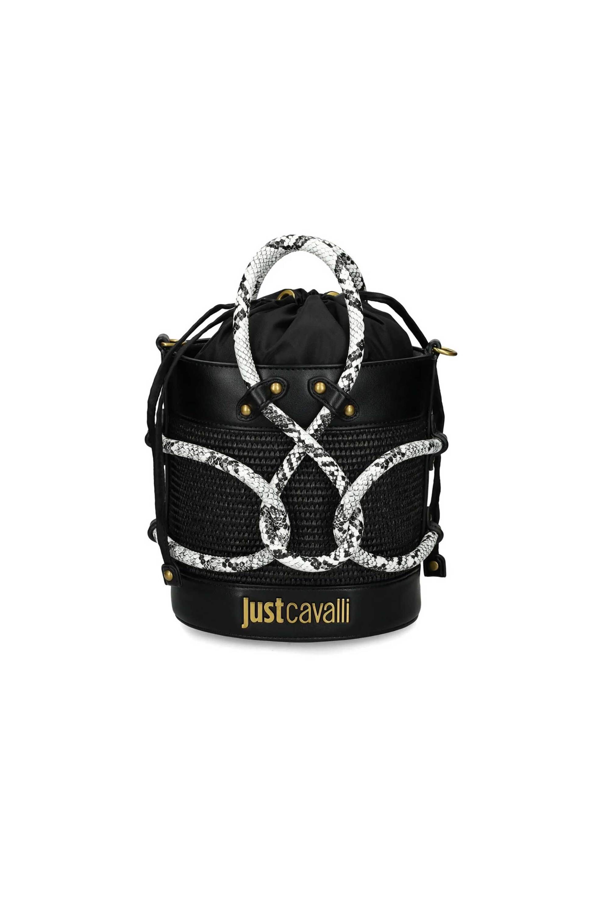 JUST CAVALLI Just Cavalli γυναικεία τσάντα bucket με snake print - 80RA4BR1ZSE01 Μαύρο
