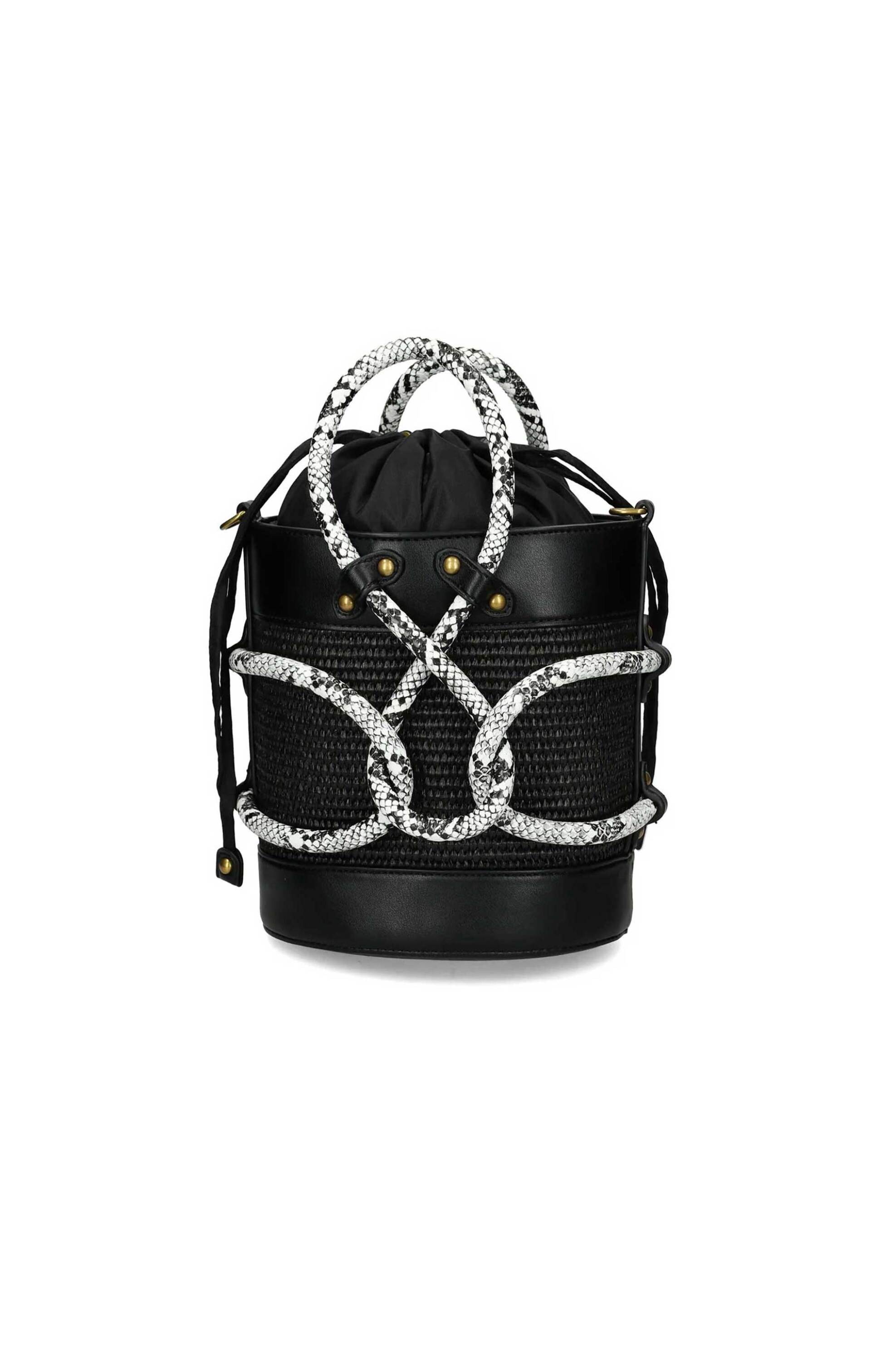Just Cavalli γυναικεία τσάντα bucket με snake print - 80RA4BR1ZSE01 Μαύρο