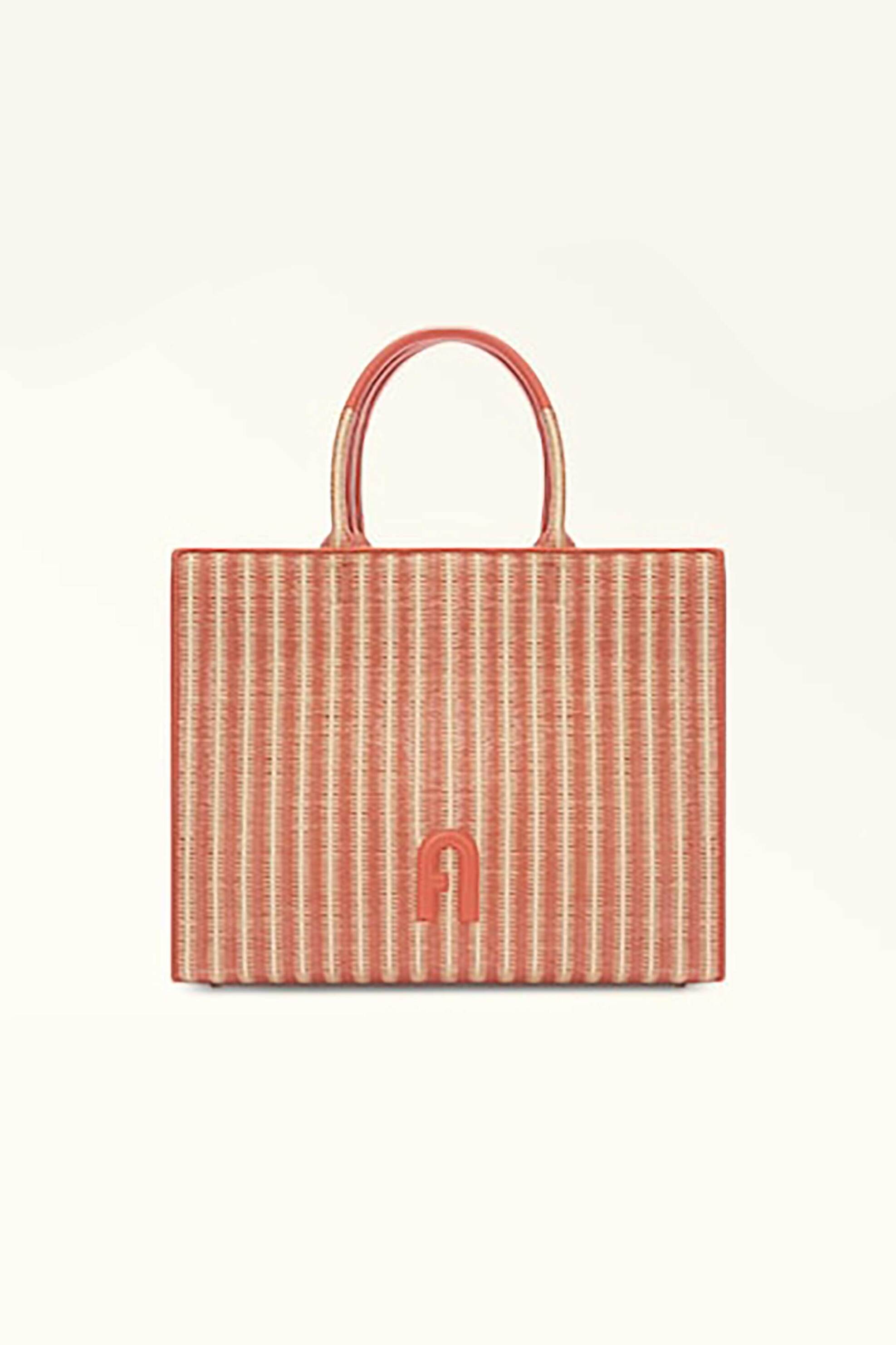 Furla γυναικεία ψάθινη τσάντα χειρός δίχρωμη - WB00255-BX0472 Κοραλί