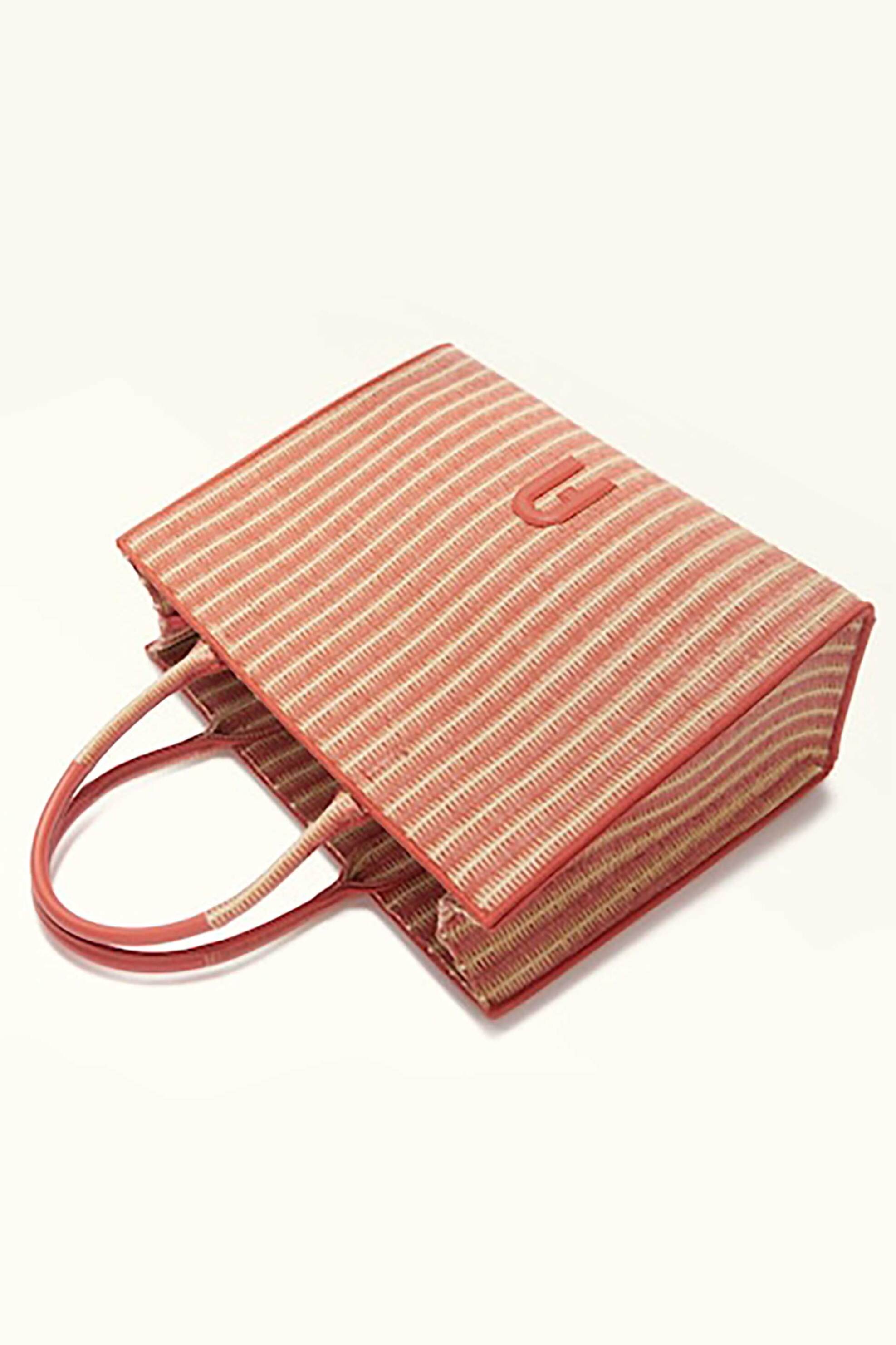 FURLA Furla γυναικεία ψάθινη τσάντα χειρός δίχρωμη - WB00255-BX0472 Κοραλί - 3