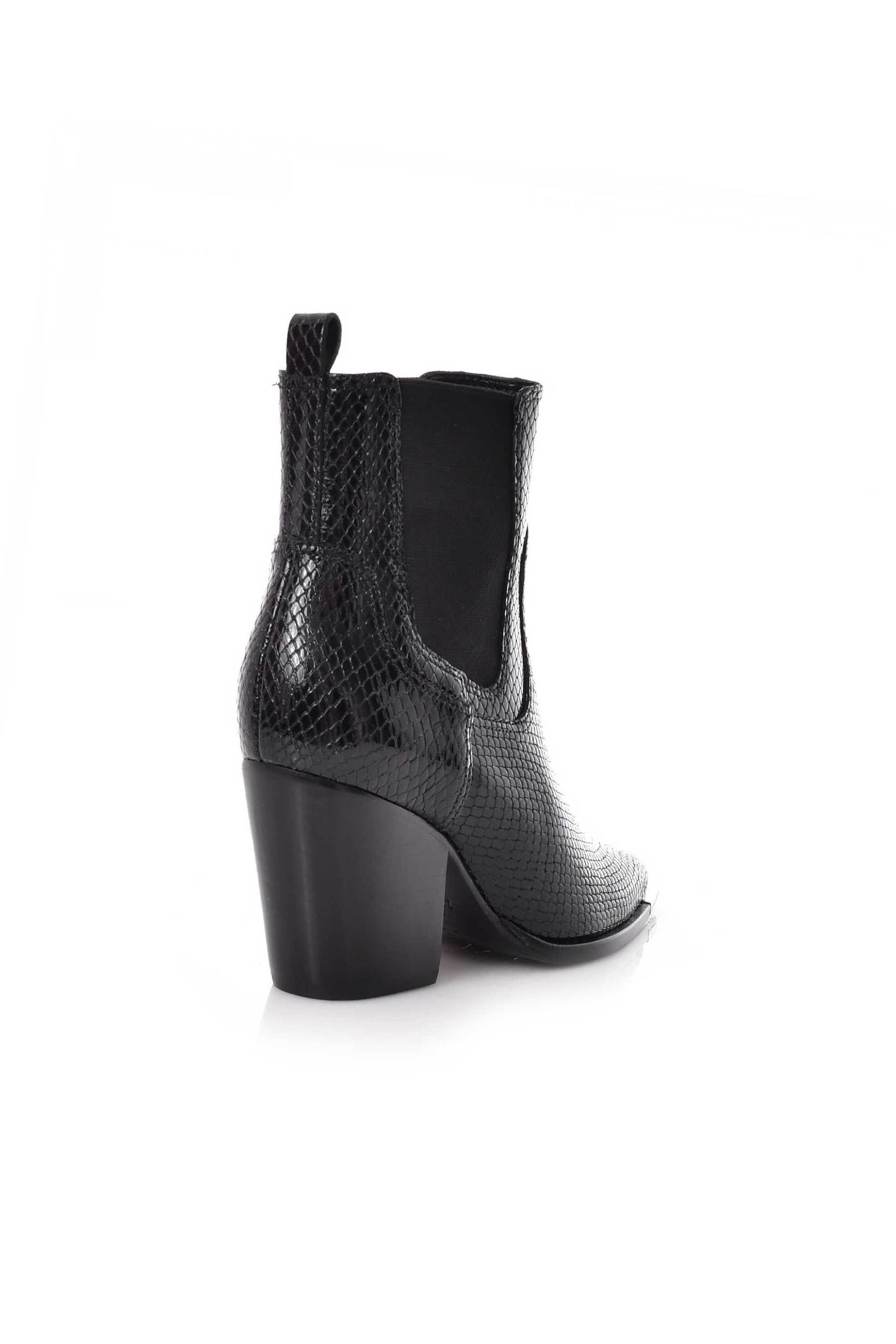 Schutz γυναικεία δερμάτινα μποτάκια με croco print - S2165900160003 Μαύρο φωτογραφία