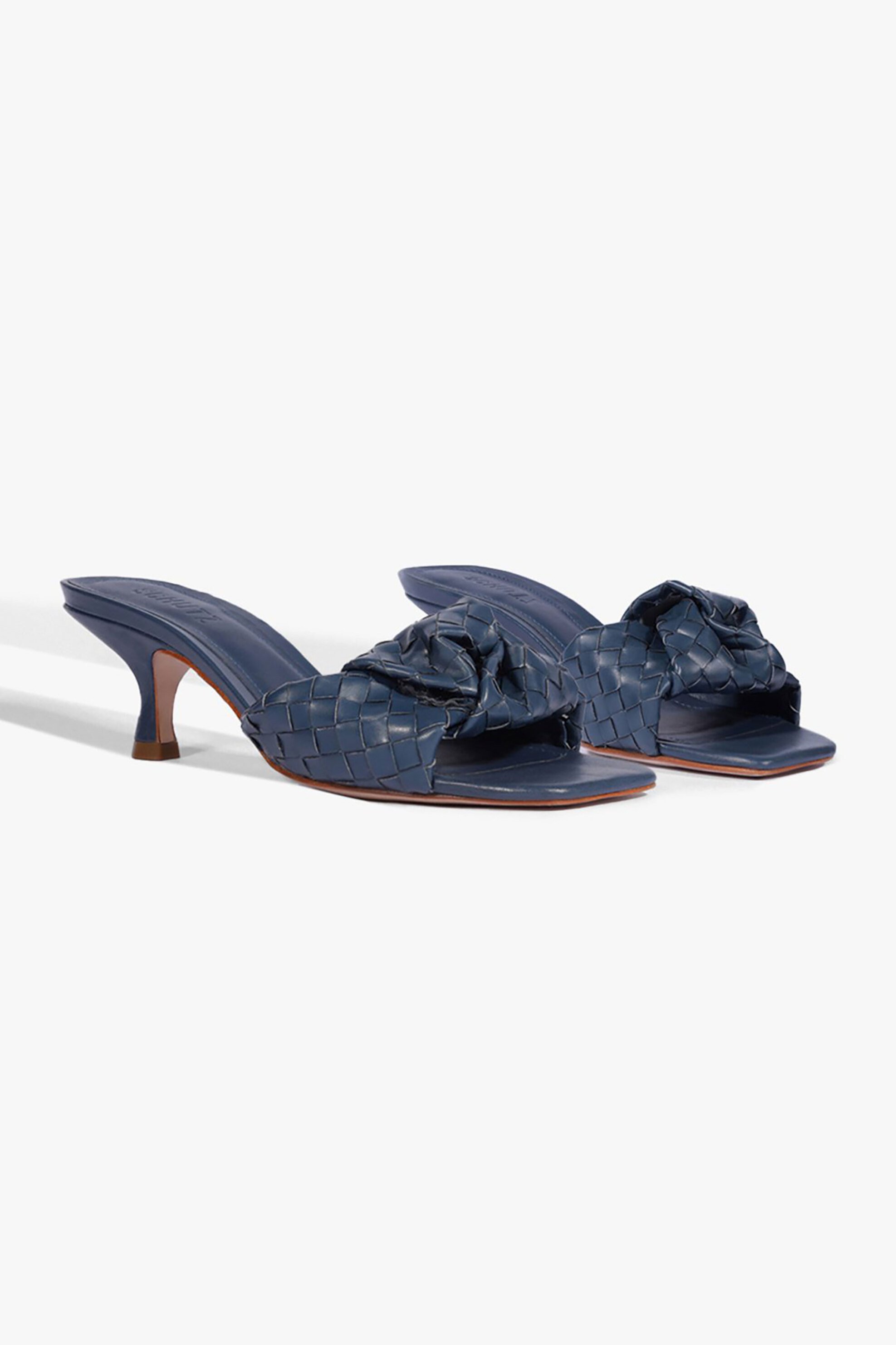 SCHUTZ Schutz γυναικεία δερμάτινα mules με πλεκτό σχέδιο - S2106000490002 Μπλε Σκούρο - 2