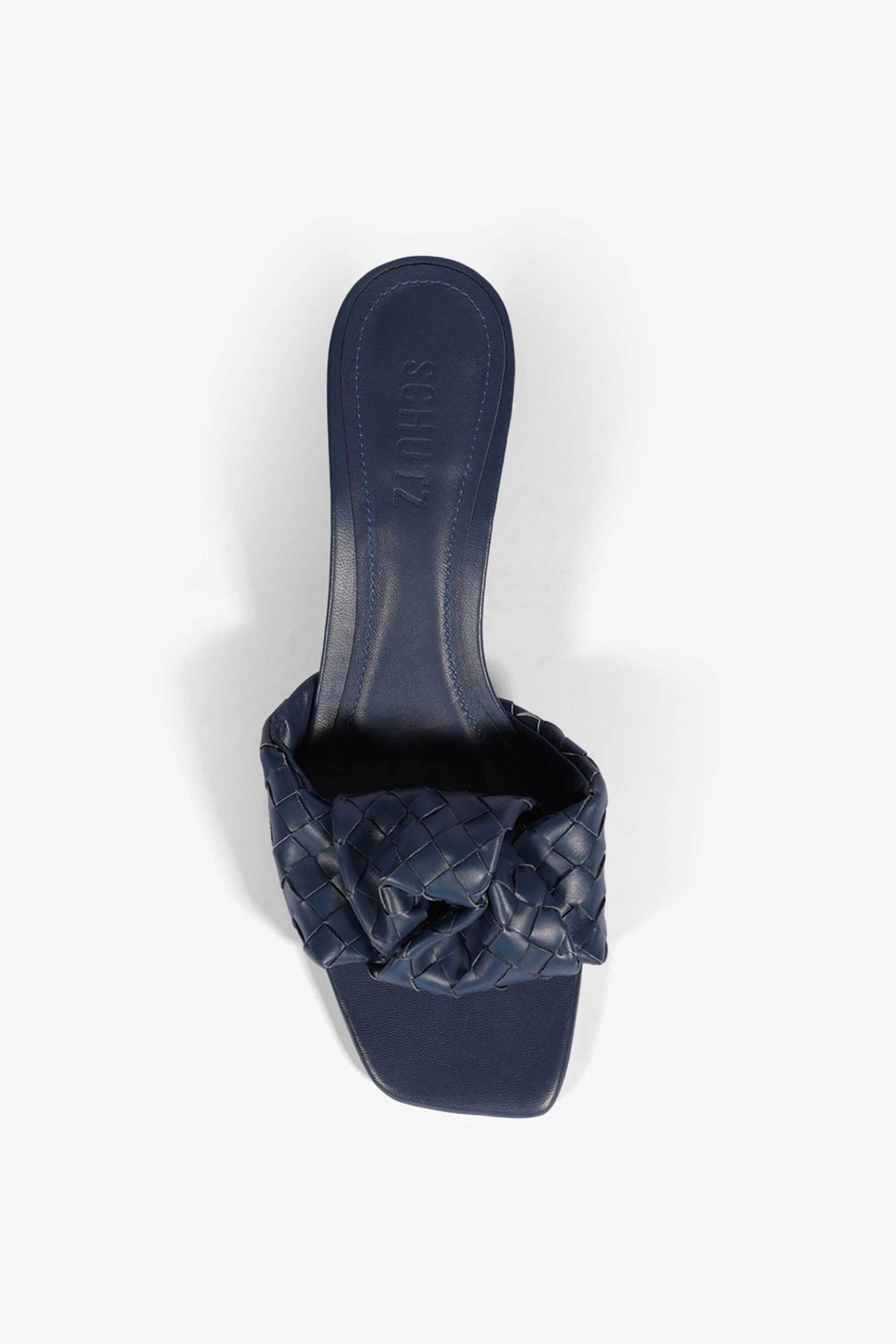 SCHUTZ Schutz γυναικεία δερμάτινα mules με πλεκτό σχέδιο - S2106000490002 Μπλε Σκούρο - 4