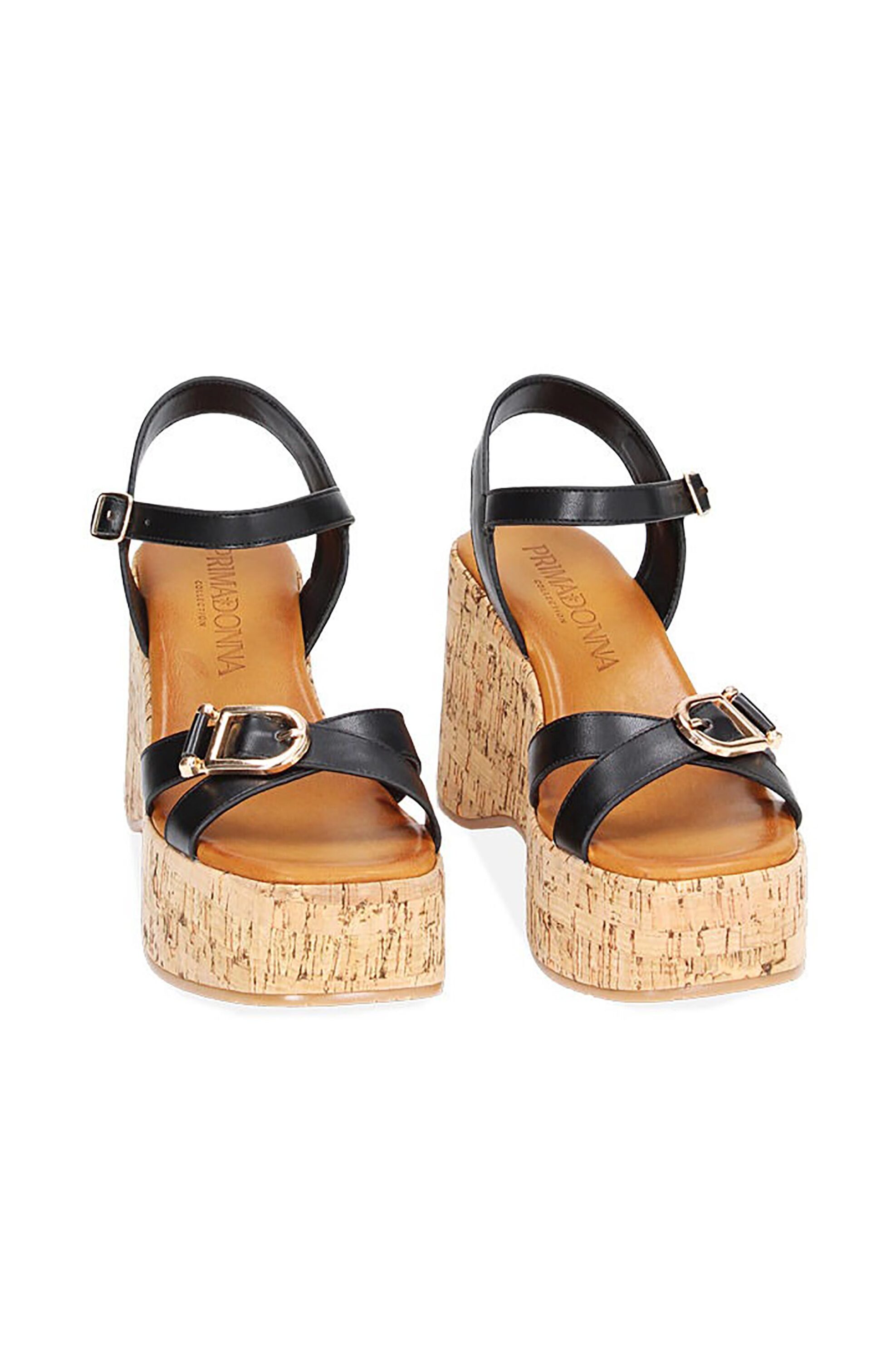 Primadonna γυναικείες πλατφόρμες μονόχρωμες με φελλό και λουράκια - 234953810EPNERO Μαύρο φωτογραφία