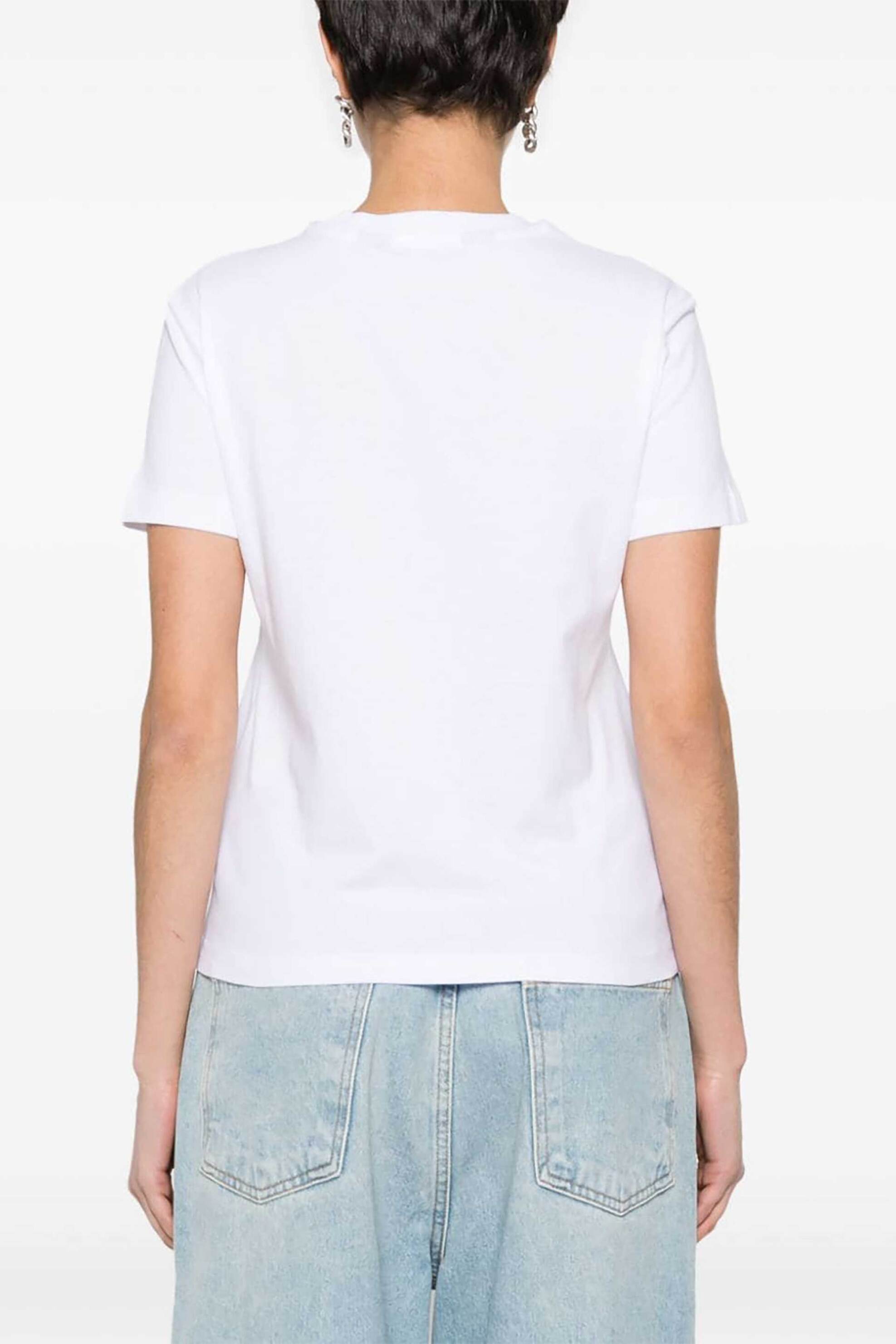 JUST CAVALLI Just Cavalli γυναικείο βαμβακερό T-shirt μονόχρωμο με λογότυπο - 76PAHG11CJ300 Λευκό - 3