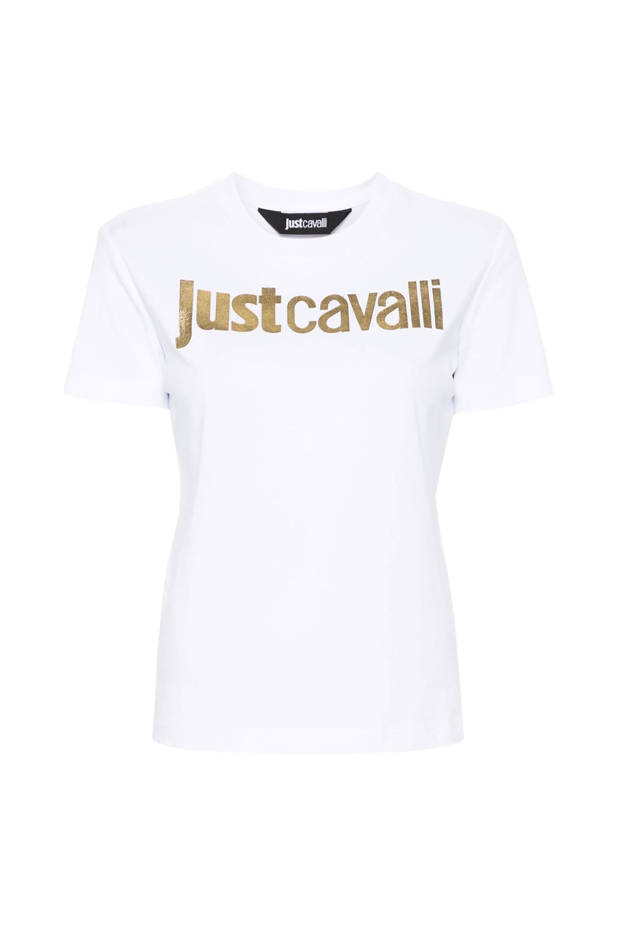 JUST CAVALLI Just Cavalli γυναικείο βαμβακερό T-shirt μονόχρωμο με λογότυπο - 76PAHG11CJ300 Λευκό - 4