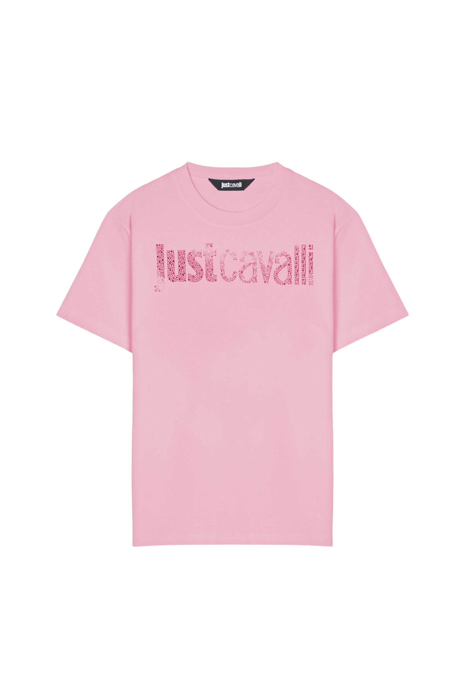 JUST CAVALLI Just Cavalli γυναικείο T-shirt με στρας - 80PAHE21CJ110 Ροζ