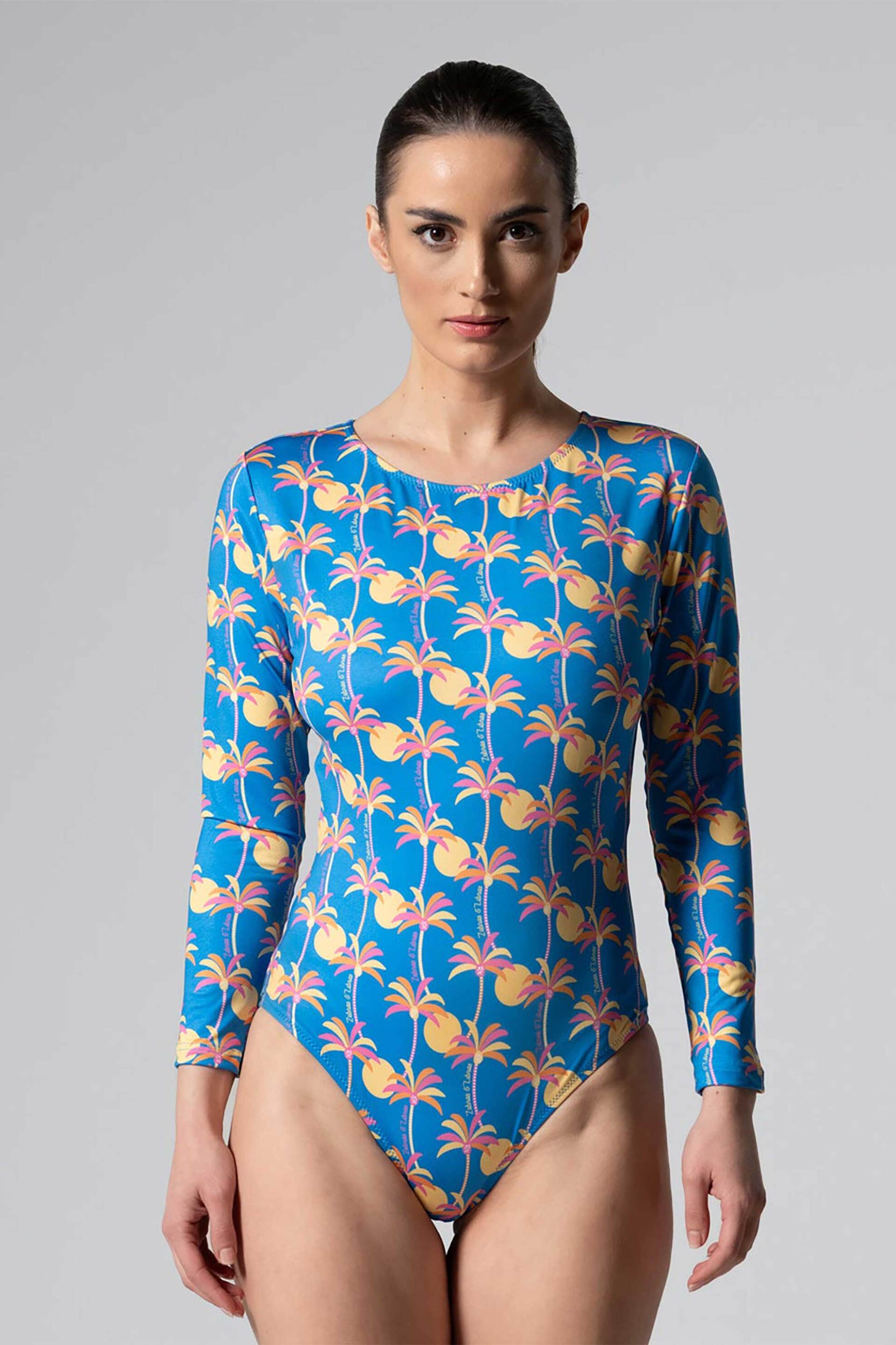 ZEBRAS & LIBRAS Zebras & Libras γυναικείο μαγιό ολόσωμο με all-over print "Joli" - ZL05SS25 Γαλάζιο