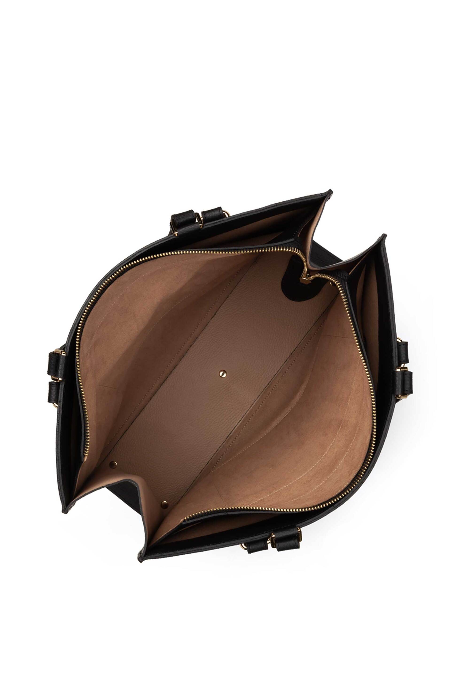 Lancaster γυναικεία δερμάτινη τσάντα ώμου μονόχρωμη με contrast εσωτερικό "Foulonné Double Très Grand Cabas Épaule" - 470-59 Μαύρο φωτογραφία