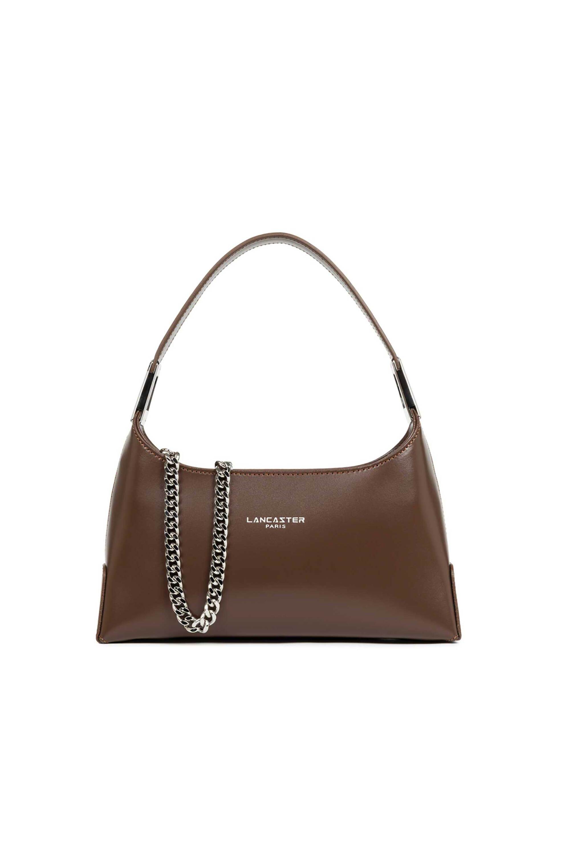 Lancaster γυναικεία δερμάτινη τσάντα χειρός μονόχρωμη με contrast λογότυπο "Suave Ace Petit Baguette"