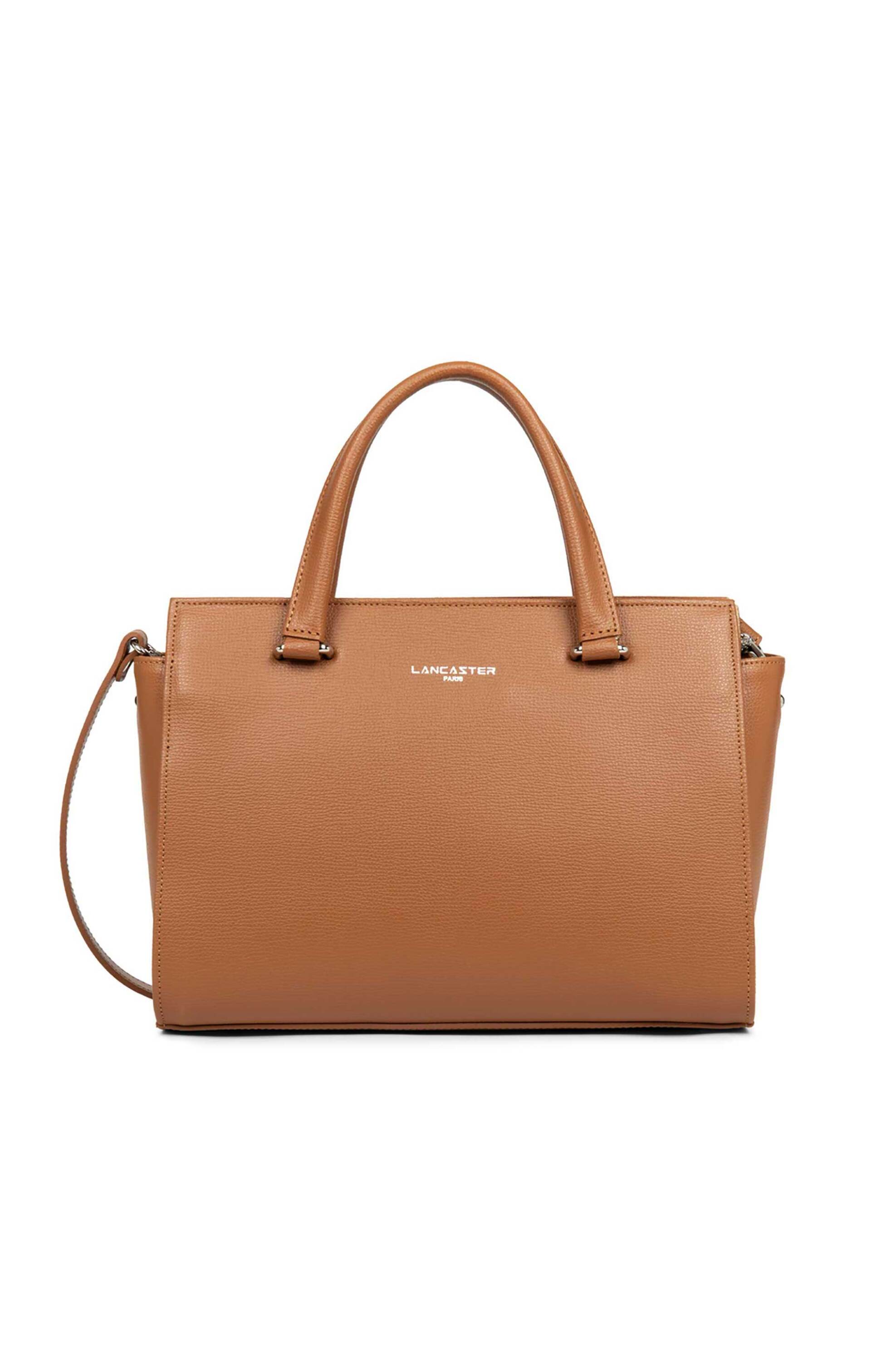 Lancaster γυναικεία δερμάτινη τσάντα χειρός μονόχρωμη με σταμπωτό λογότυπο "Sierra À Main"