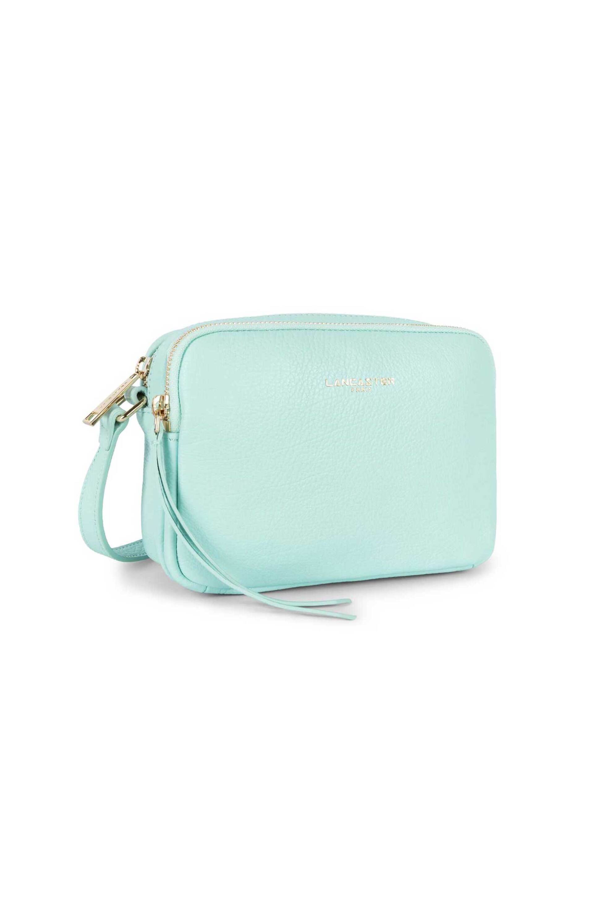 Lancaster γυναικεία δερμάτινη τσάντα crossbody μονόχρωμη με σταμπωτό λογότυπο "Dune Petit Trotteur" - 529-20 Τυρκουάζ φωτογραφία