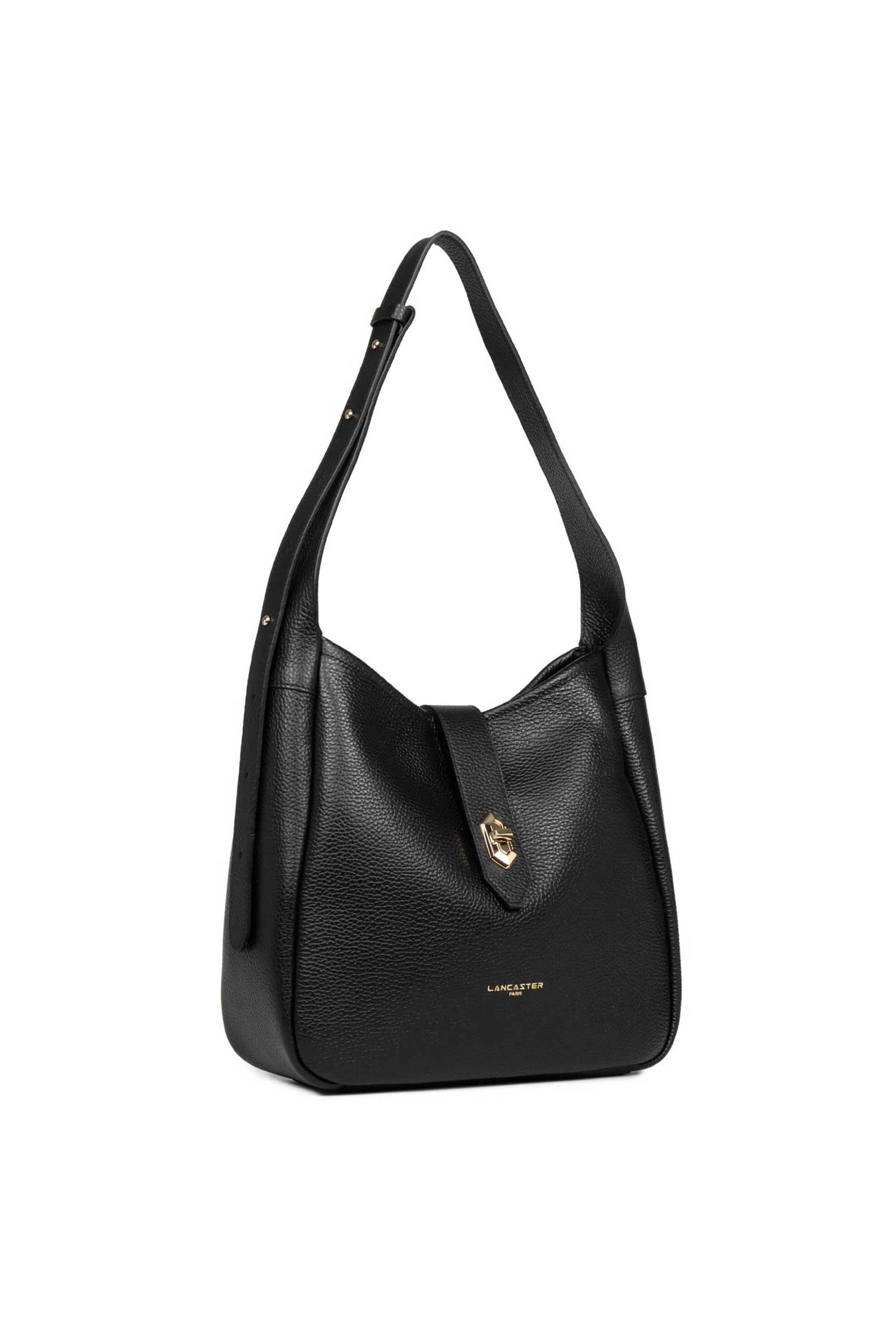 Lancaster γυναικεία δερμάτινη τσάντα bucket "Top Double" - 470-66 Μαύρο φωτογραφία