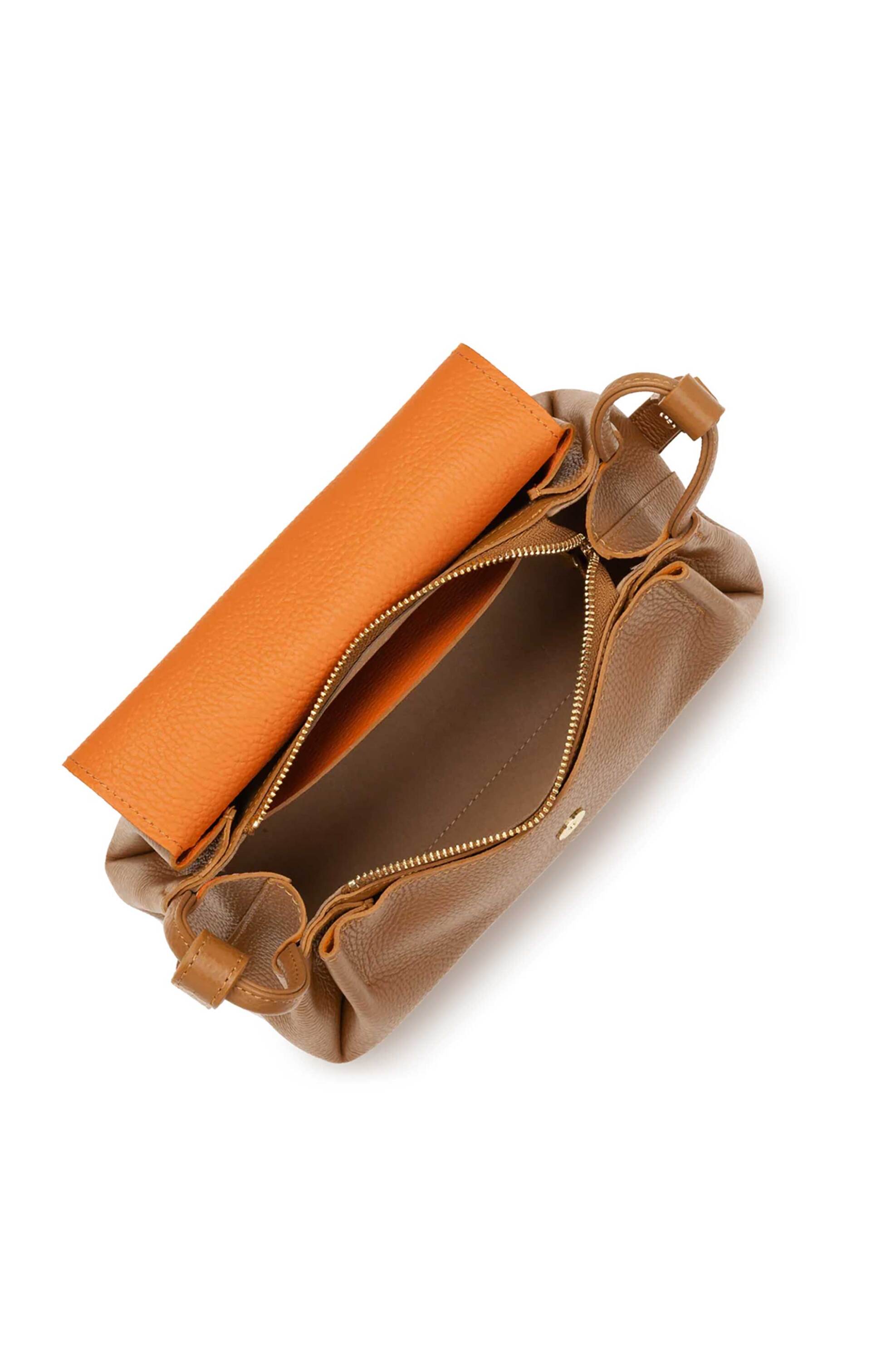 LANCASTER BAGS Lancaster γυναικεία δερμάτινη τσάντα crossbody "Accordéon Double Medium" - 470-88 Ταμπά - 4