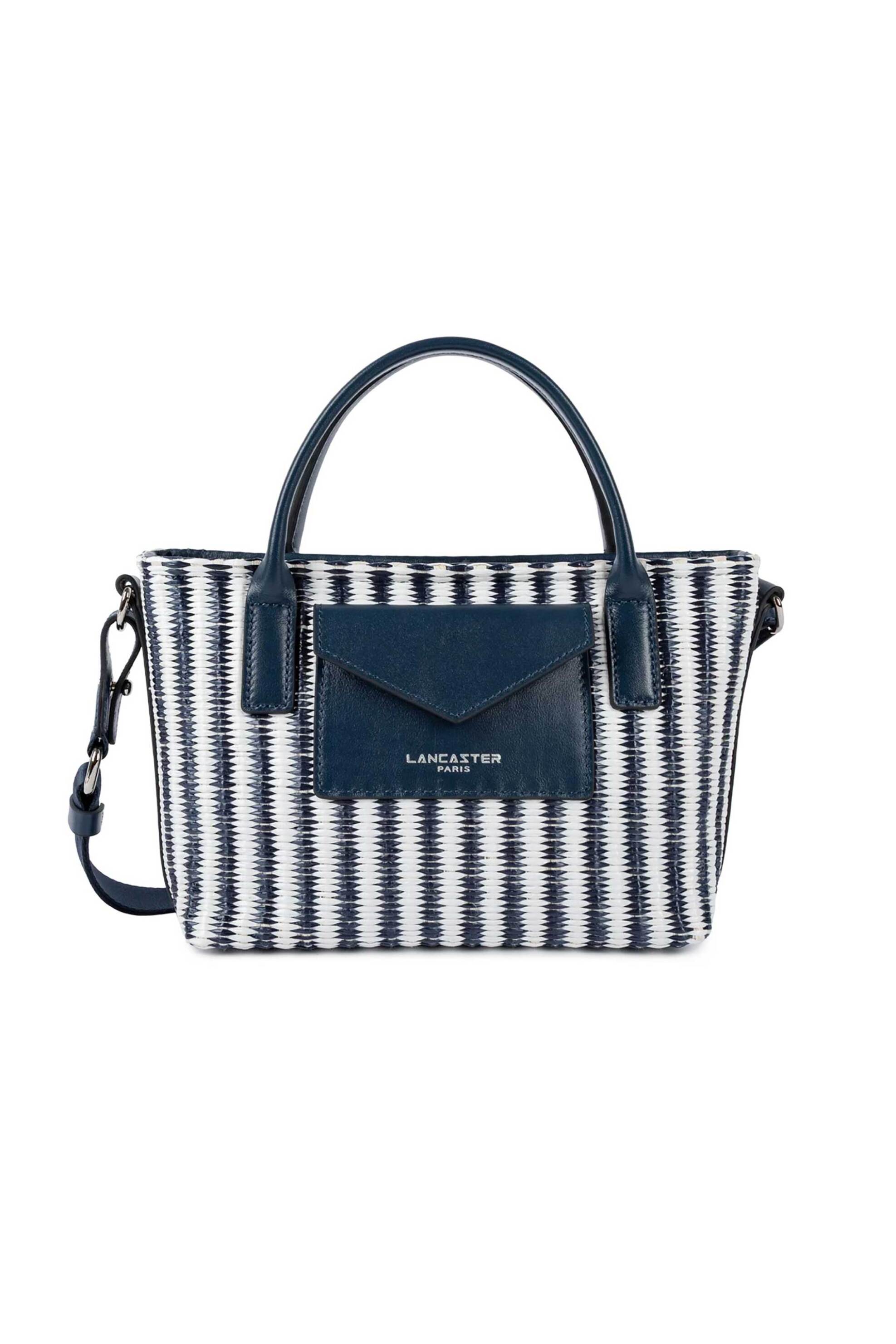 Lancaster γυναικεία ψάθινη τσάντα tote "Kba Marinière Osier Mini" - 518-078 Μπλε Σκούρο