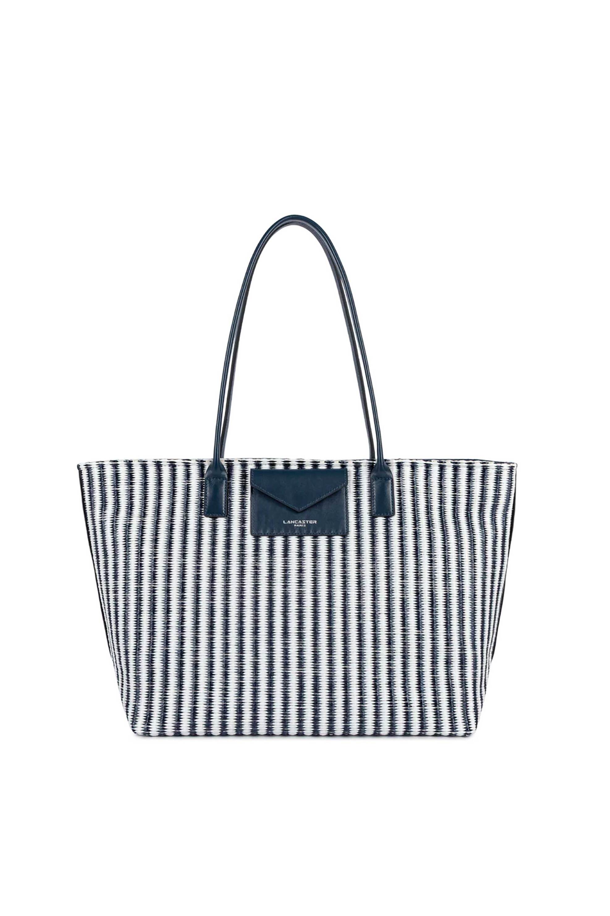 Lancaster γυναικεία ψάθινη τσάντα tote "Kba Marinière Osier Large" - 518-079 Μπλε Σκούρο