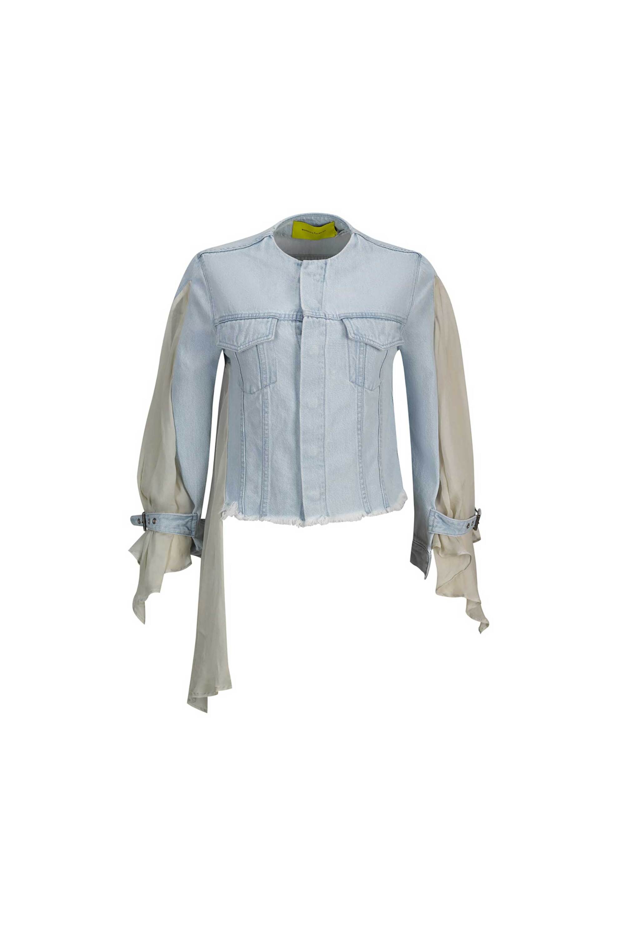 MARQUES' ALMEIDA Marques' Almeida γυναικείο denim jacket με ημιδιαφάνεια στα μανίκια - SS24JK0198CHDNLB Μπλε Ανοιχτό - 4