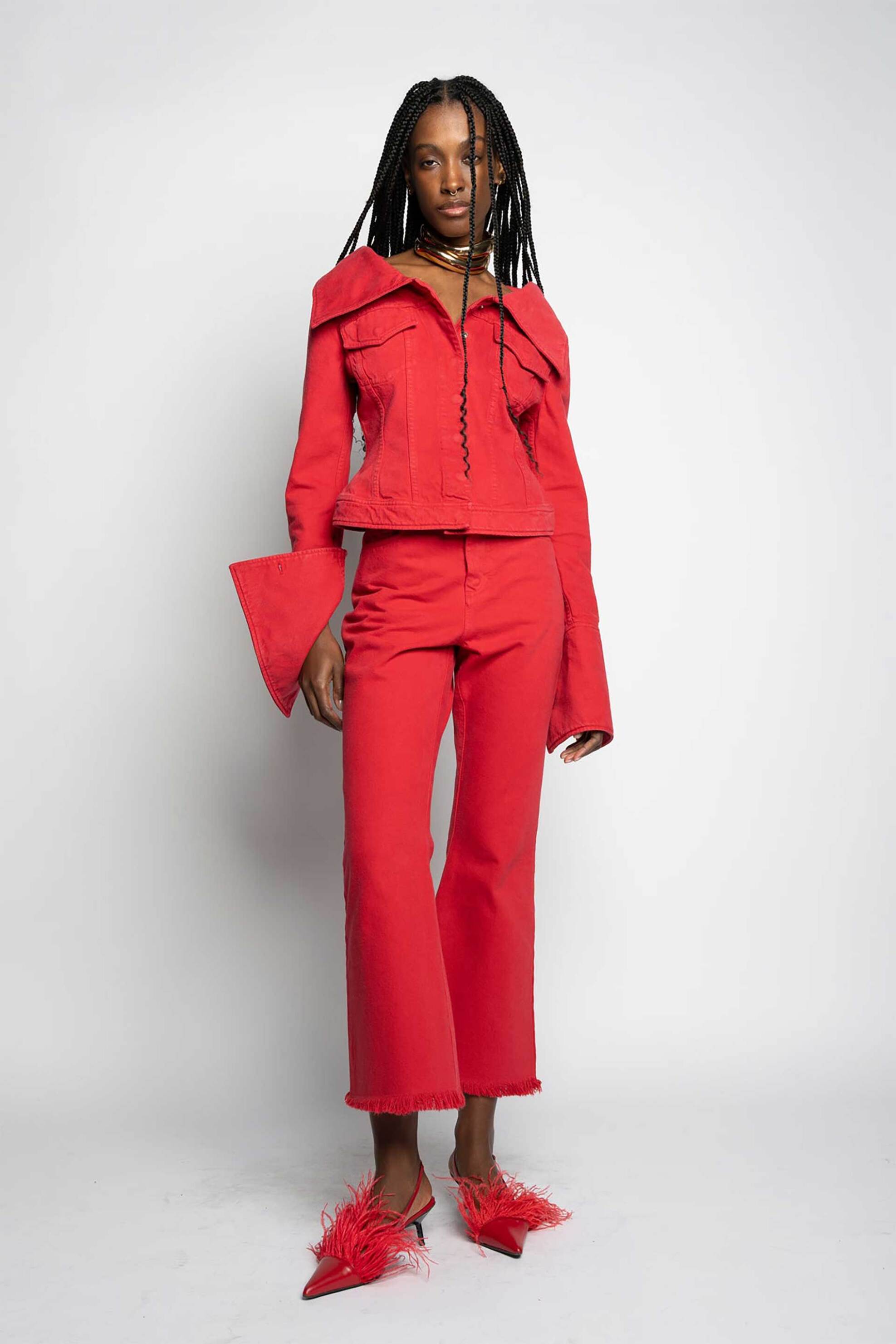 Marques' Almeida γυναικείο τζιν παντελόνι cropped με ξέφτια | 12