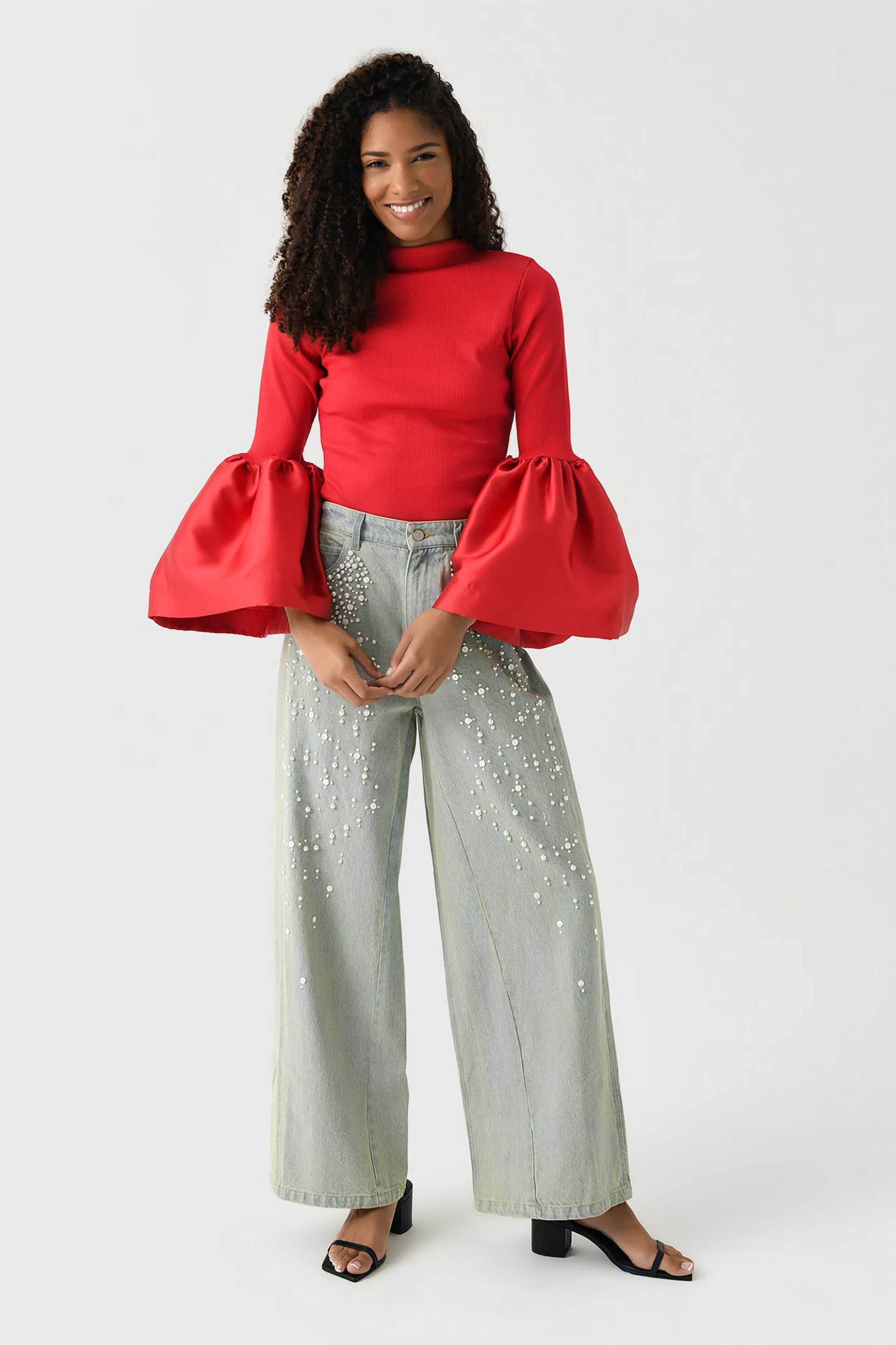 Marques' Almeida γυναικεία μπλούζα με βολάν στα μανίκια