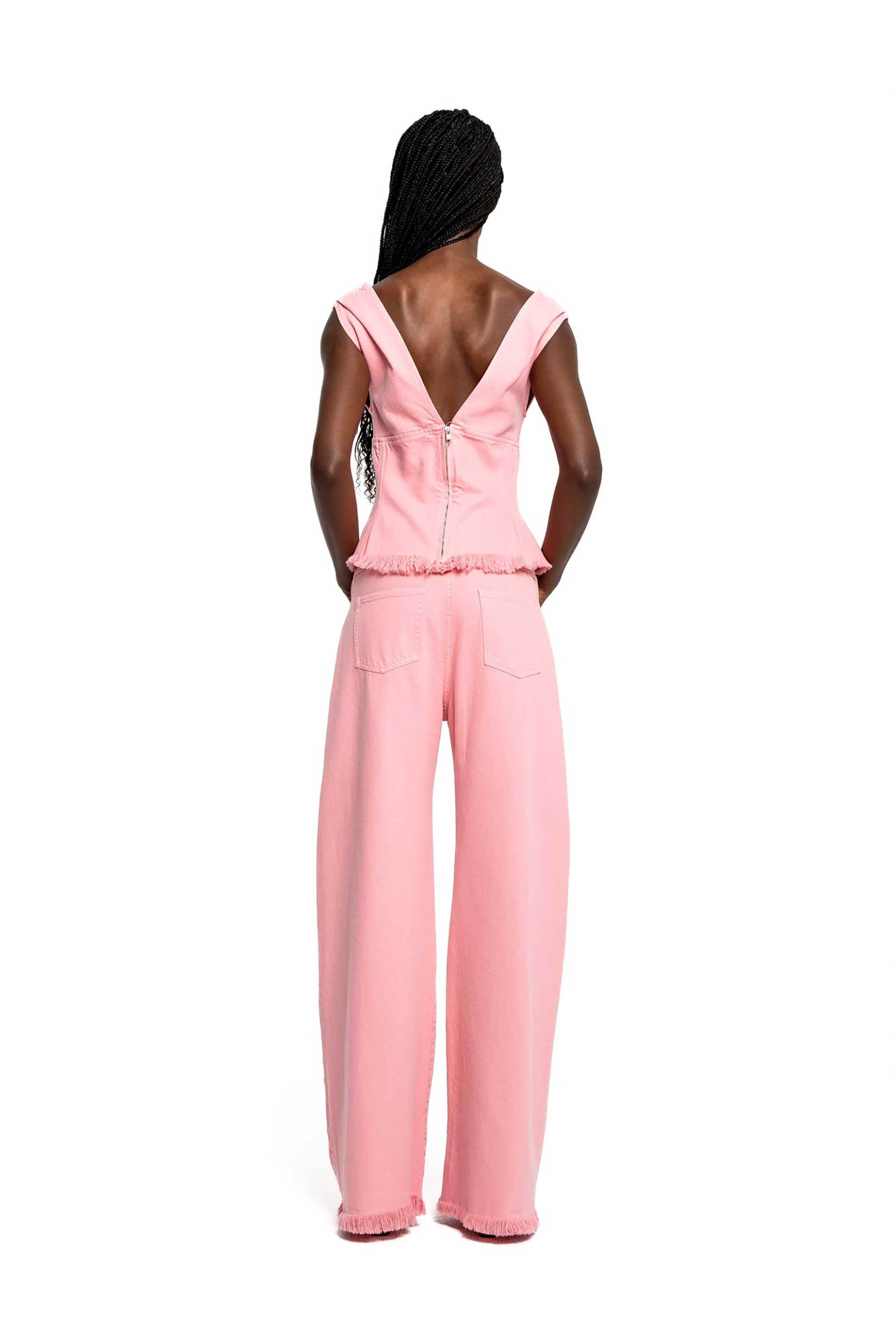 MARQUES' ALMEIDA Marques' Almeida γυναικείο τοπ denim με βαθύ V - RST25TP0623DRLPK Ροζ - 4