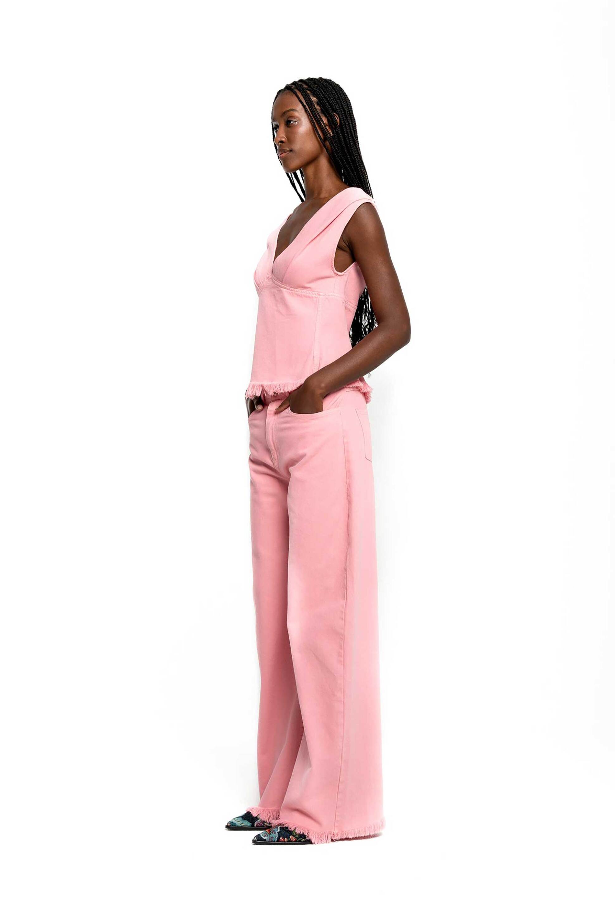Marques' Almeida γυναικείο τζιν παντελόνι με ξέφτια Boyfriend fit - RST25TR0014DRLPK Ροζ φωτογραφία