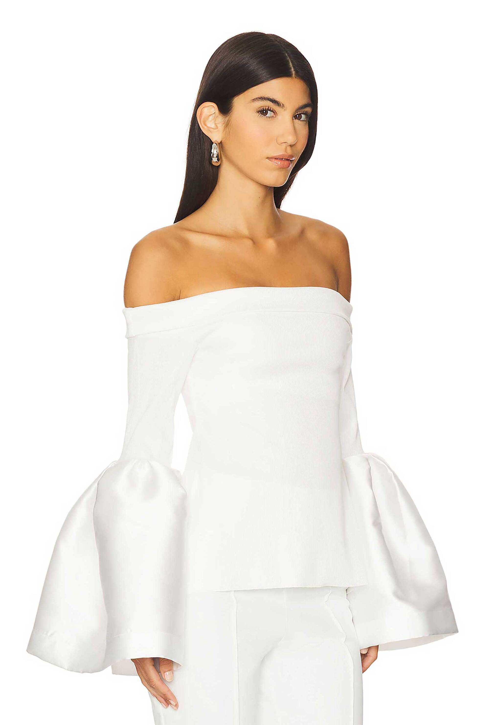 Marques' Almeida γυναικείο τοπ με carmen λαιμόκοψη - PF25TP0690JRRWH Λευκό φωτογραφία