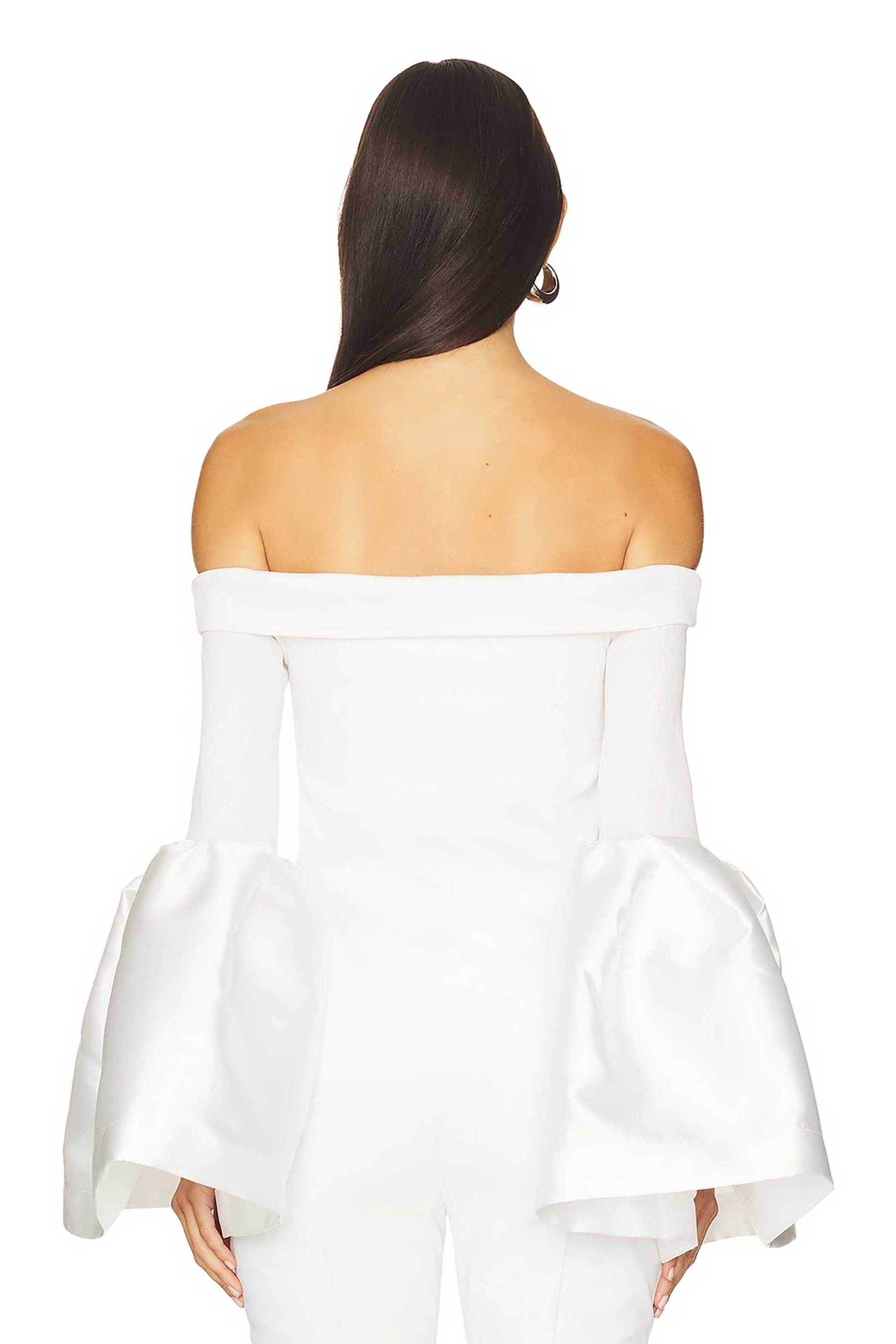 Marques' Almeida γυναικείο τοπ με carmen λαιμόκοψη - PF25TP0690JRRWH Λευκό φωτογραφία