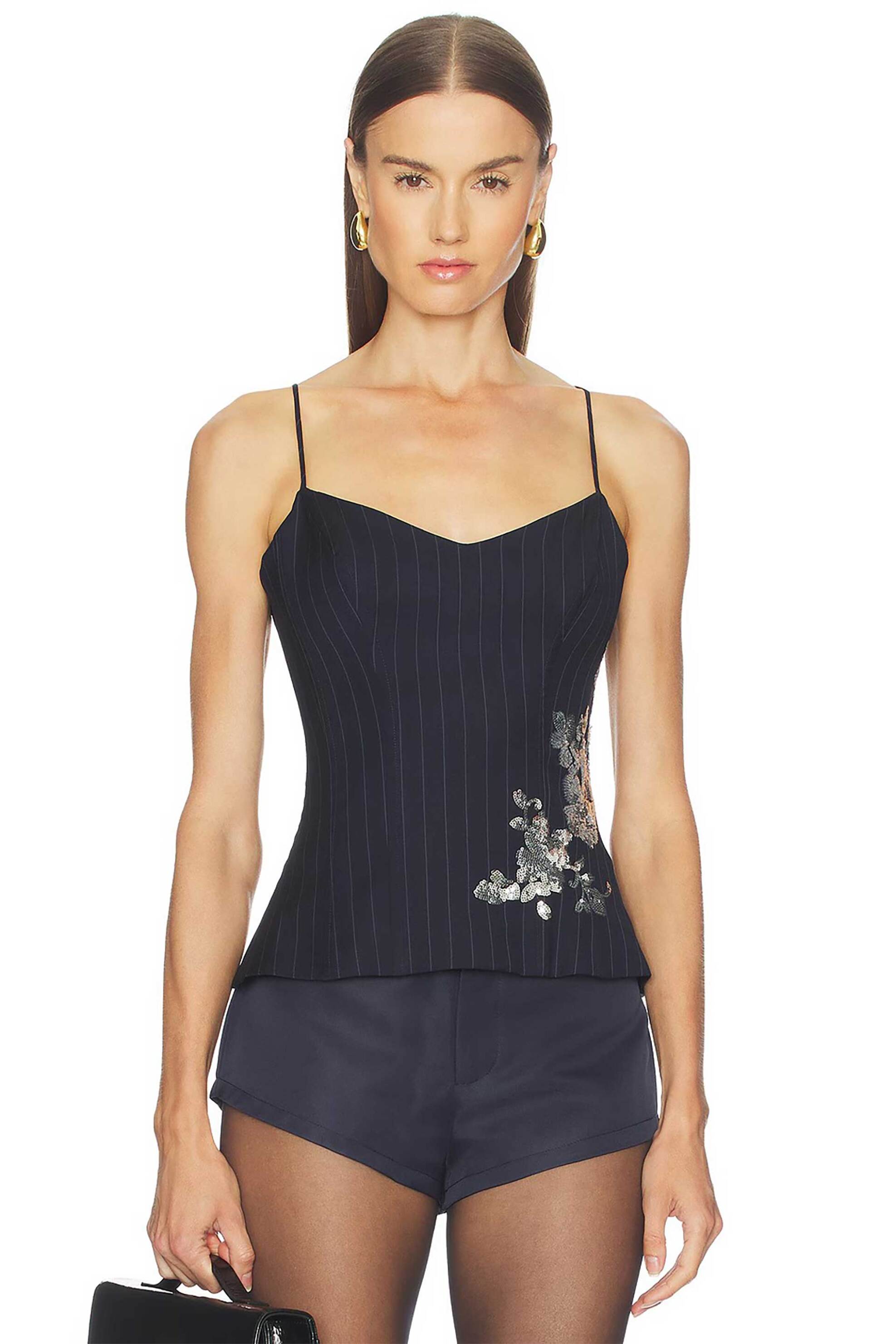 Marques' Almeida γυναικείο τοπ με κέντημα - AW25TP0704WONVP Μπλε Σκούρο