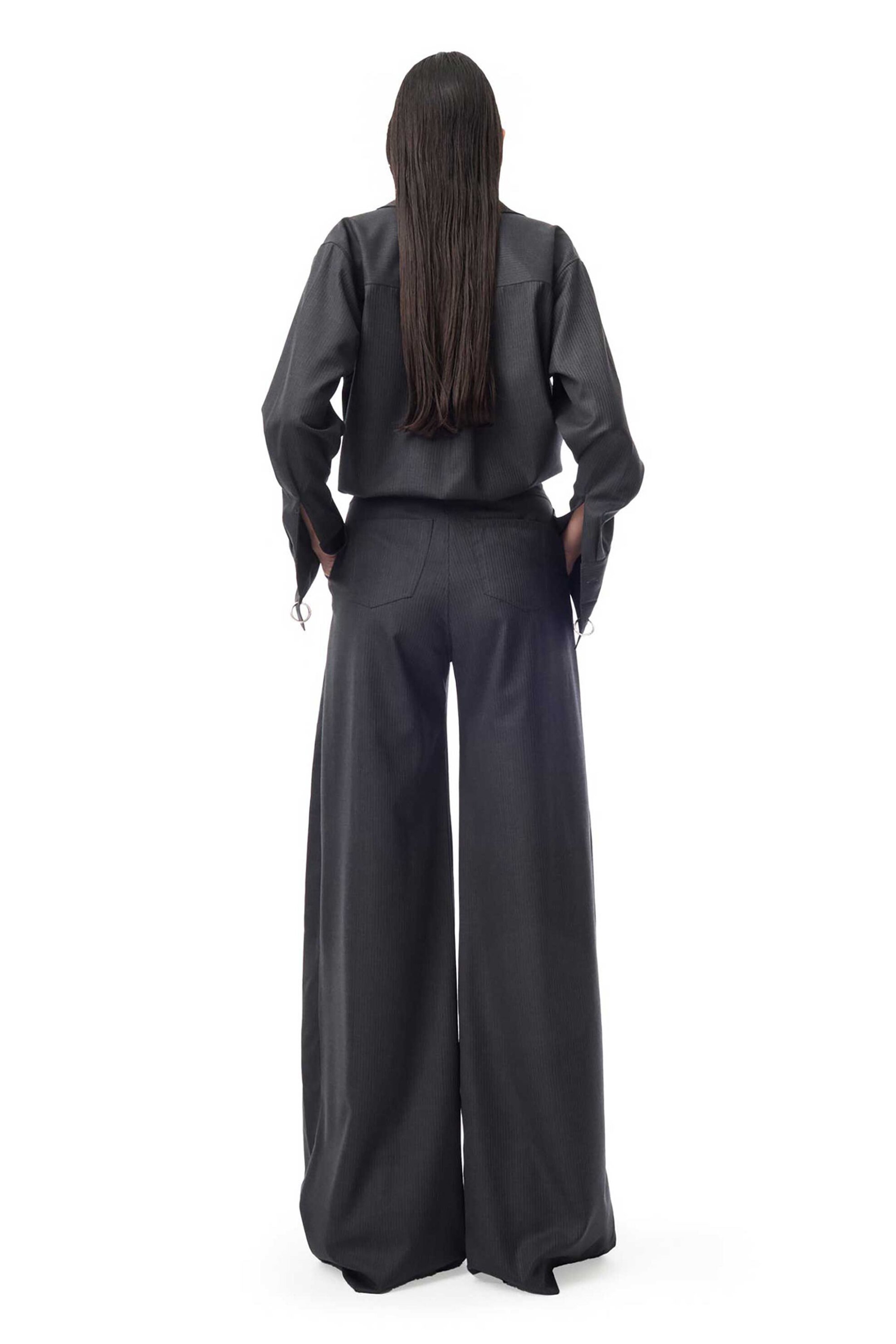 Marques' Almeida γυναικείο παντελόνι με πιέτες - AW25TR0283WOGYP Ανθρακί φωτογραφία