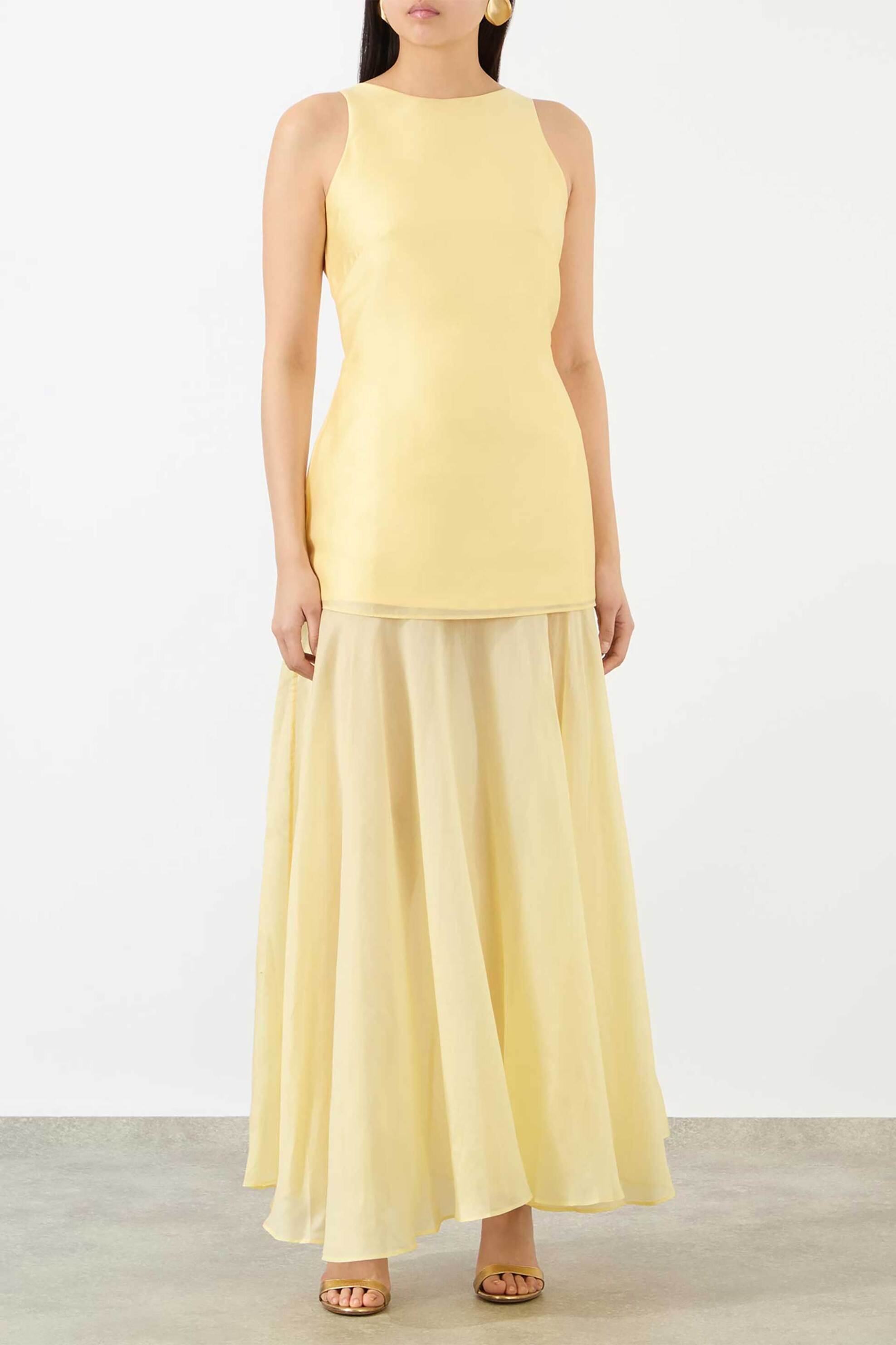 Marques' Almeida γυναικείο maxi φόρεμα "Double Layered Halter" - SS26DR0586MKVLYL Κίτρινο