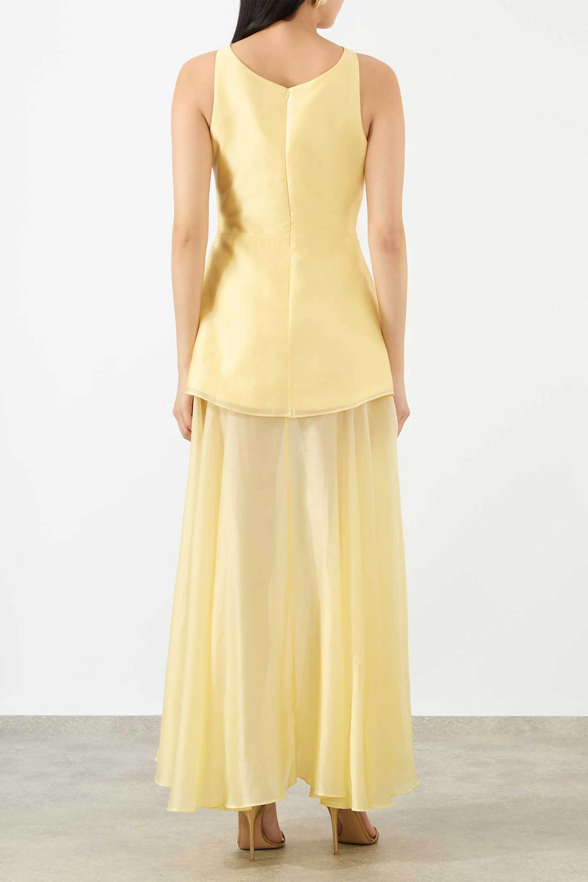 Marques' Almeida γυναικείο maxi φόρεμα "Double Layered Halter" - SS26DR0586MKVLYL Κίτρινο φωτογραφία