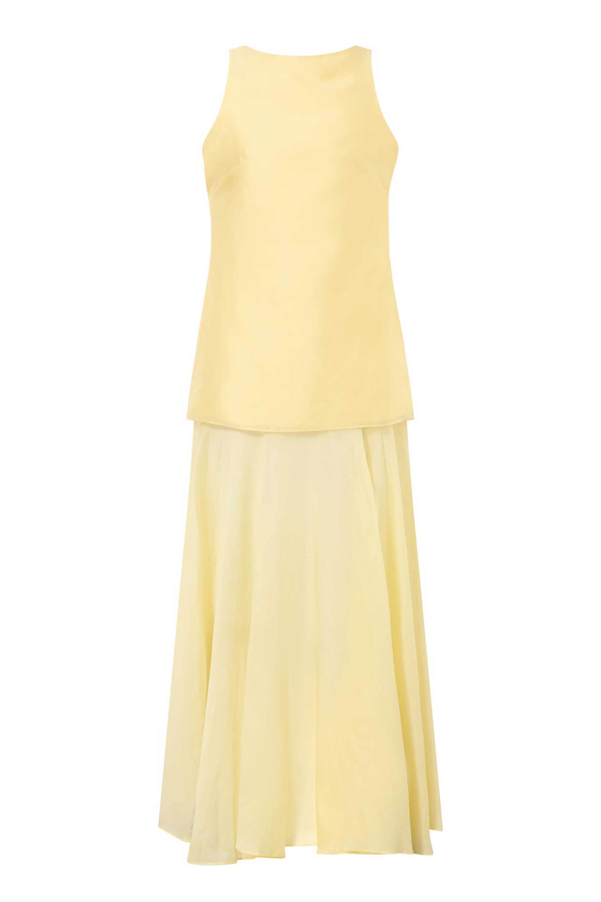 Marques' Almeida γυναικείο maxi φόρεμα "Double Layered Halter" - SS26DR0586MKVLYL Κίτρινο φωτογραφία