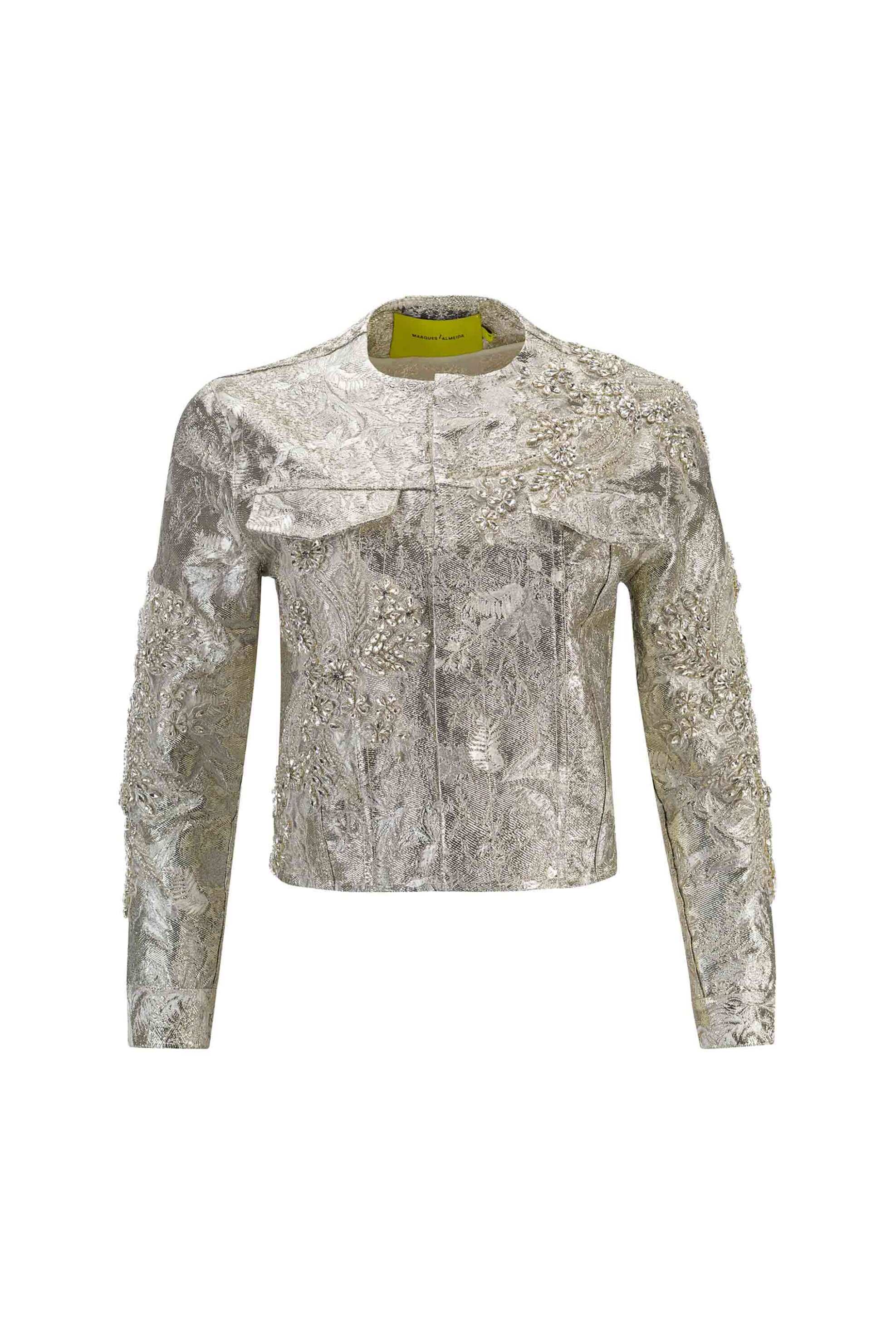 MARQUES' ALMEIDA Marques' Almeida γυναικείο μπροκάρ jacket με στρας - PF26JK0006MBRCWH Λευκό - 4