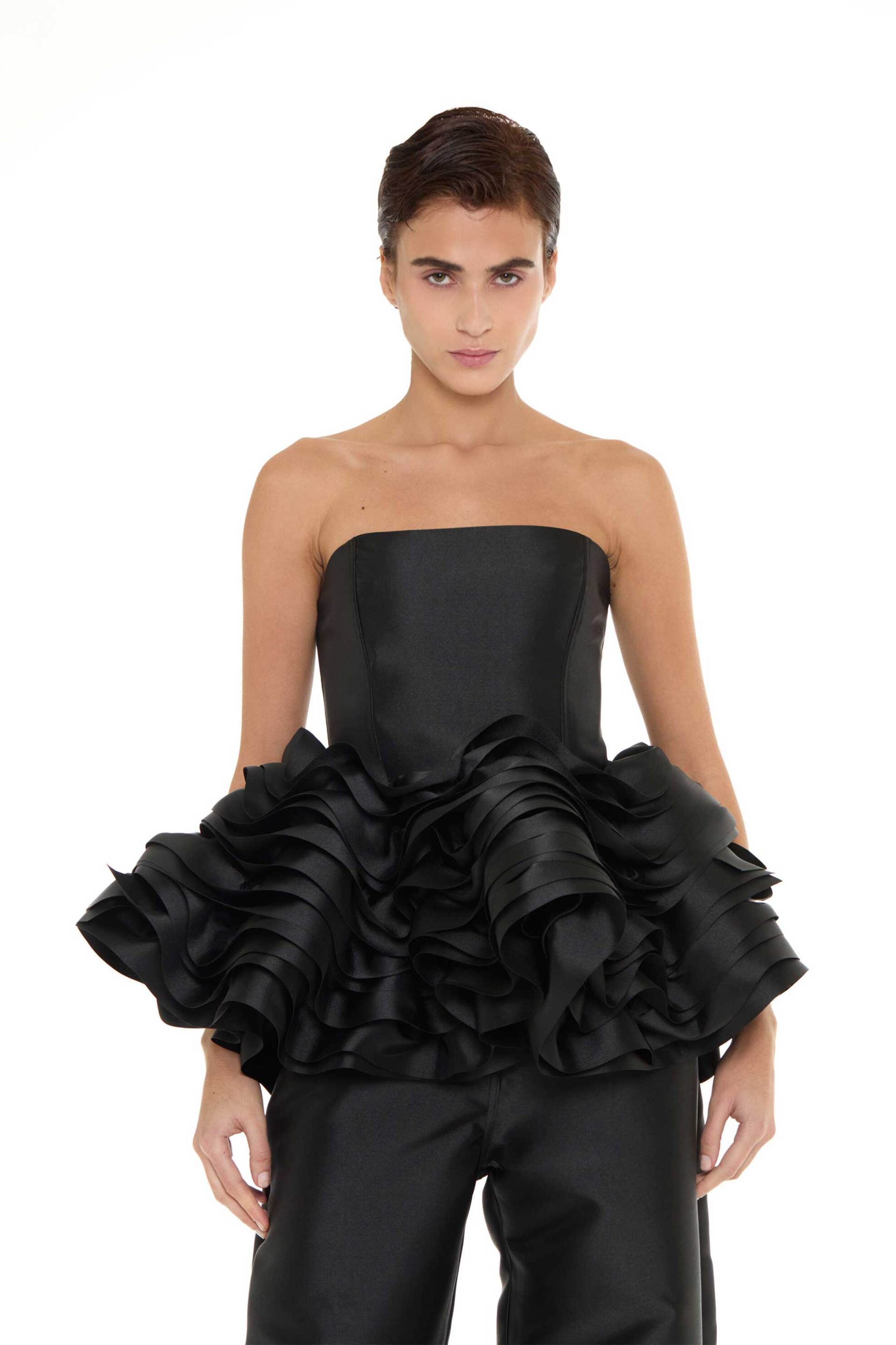 MARQUES' ALMEIDA Marques' Almeida γυναικείο τοπ strapless με βολάν - PF26TP0761MKBK Μαύρο