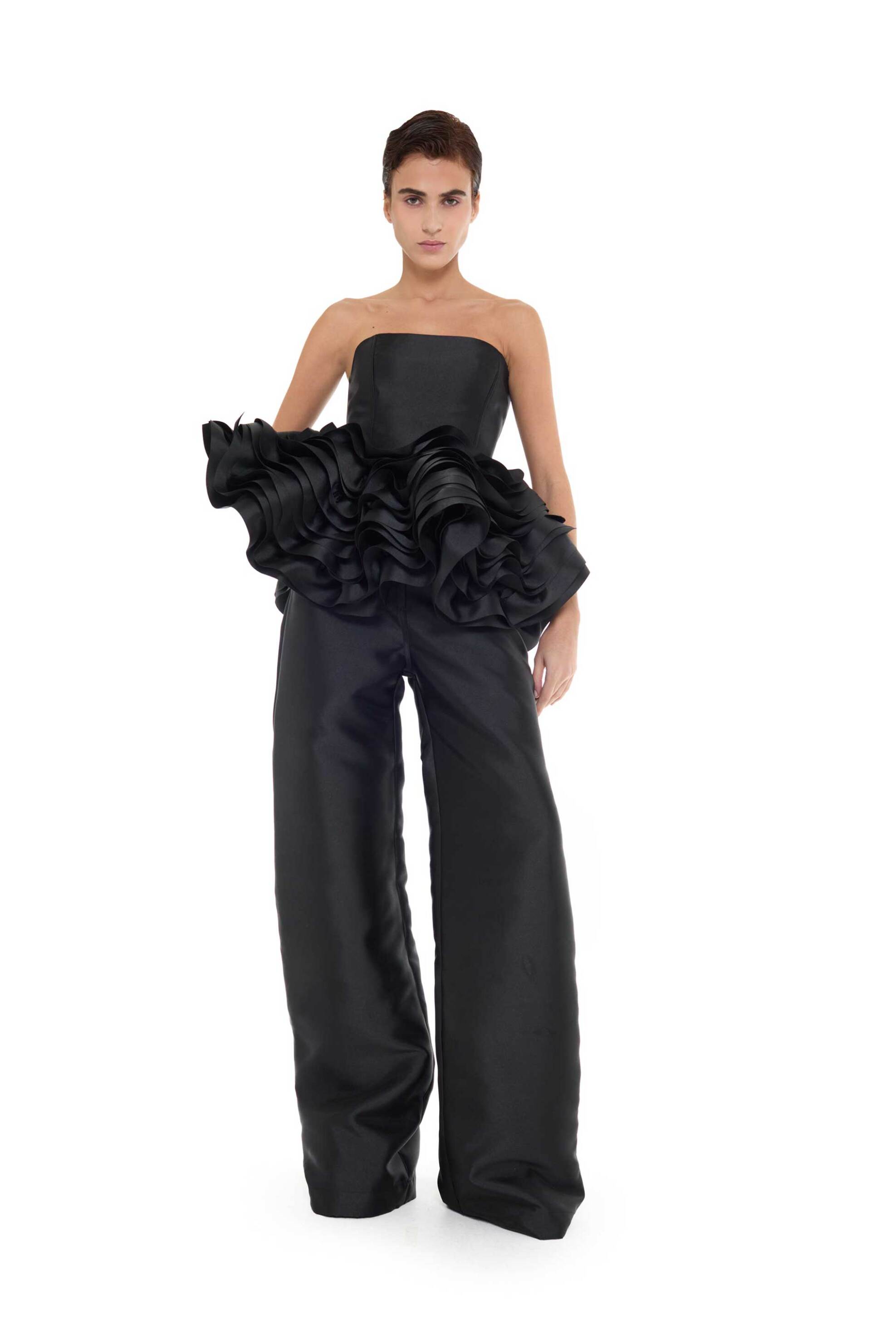 Marques' Almeida γυναικείο τοπ strapless με βολάν - PF26TP0761MKBK Μαύρο
