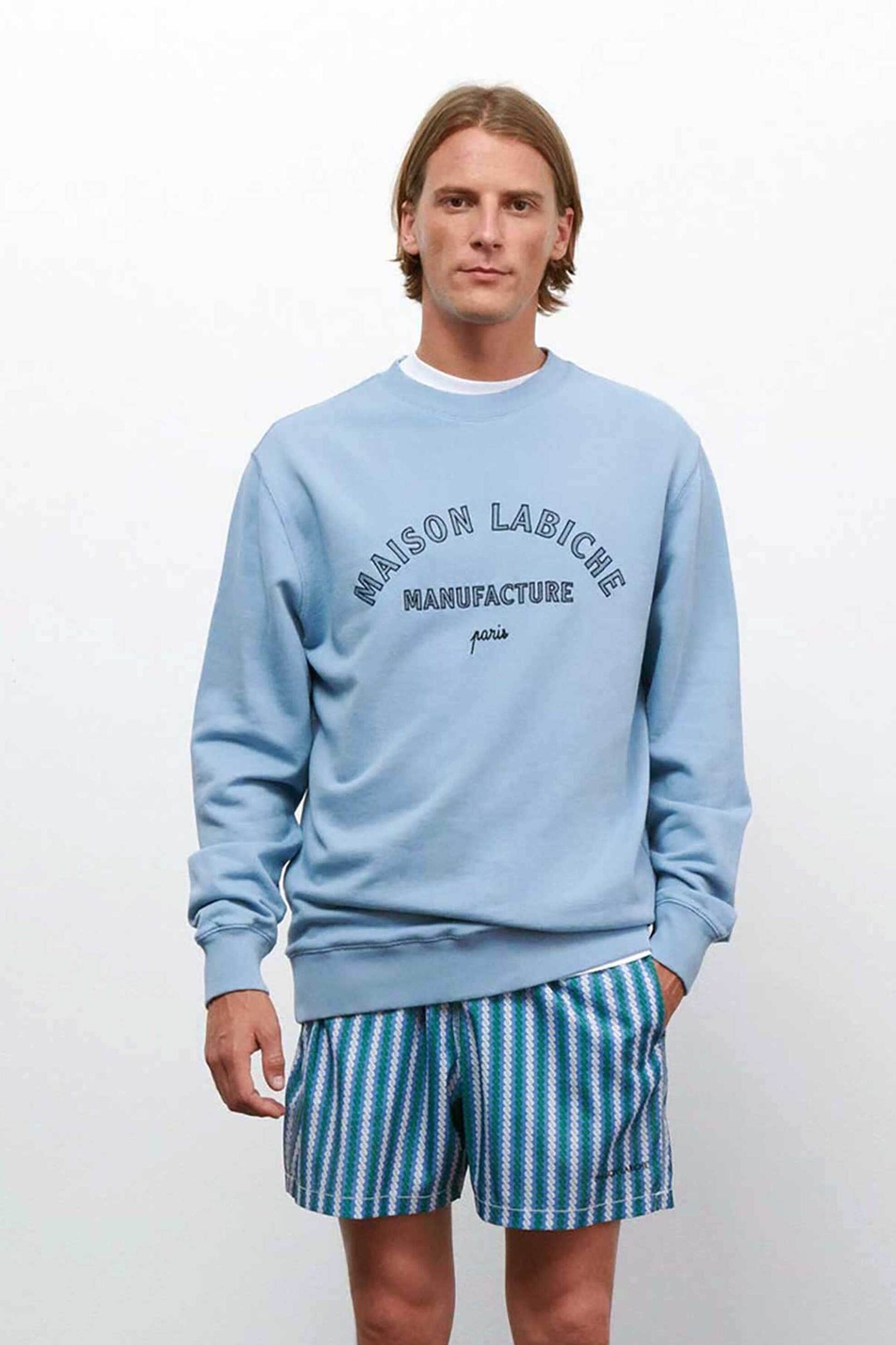 Maison Labiche ανδρική μπλούζα φούτερ Straight Cut "Charonne" - SMCHARONNEMANU Μπλε Ανοιχτό