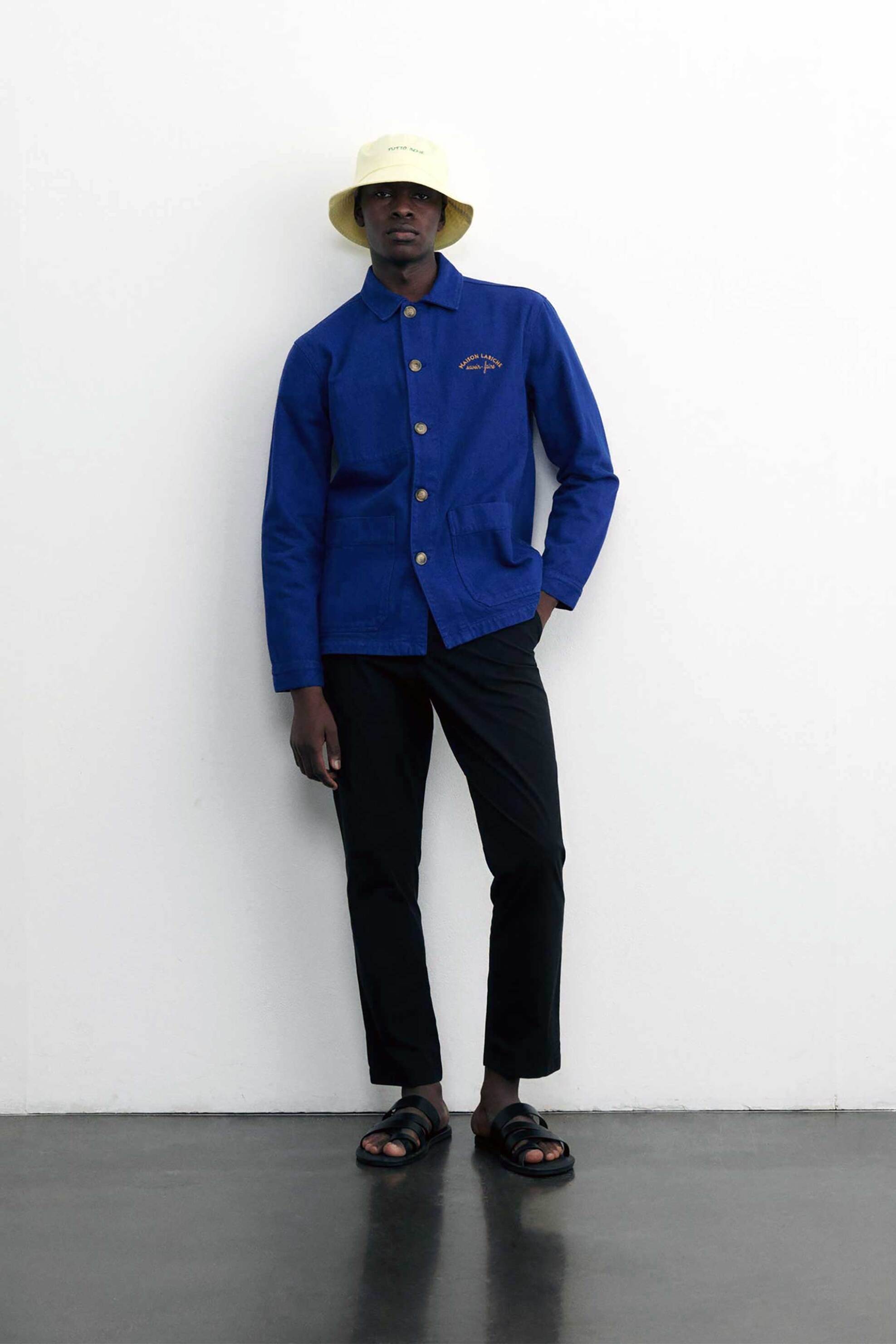 Maison Labiche ανδρικό overshirt με κεντημένο λογότυπο Straight Cut "Sébasto" - SMSEBASTOMLB Μπλε Ρουά