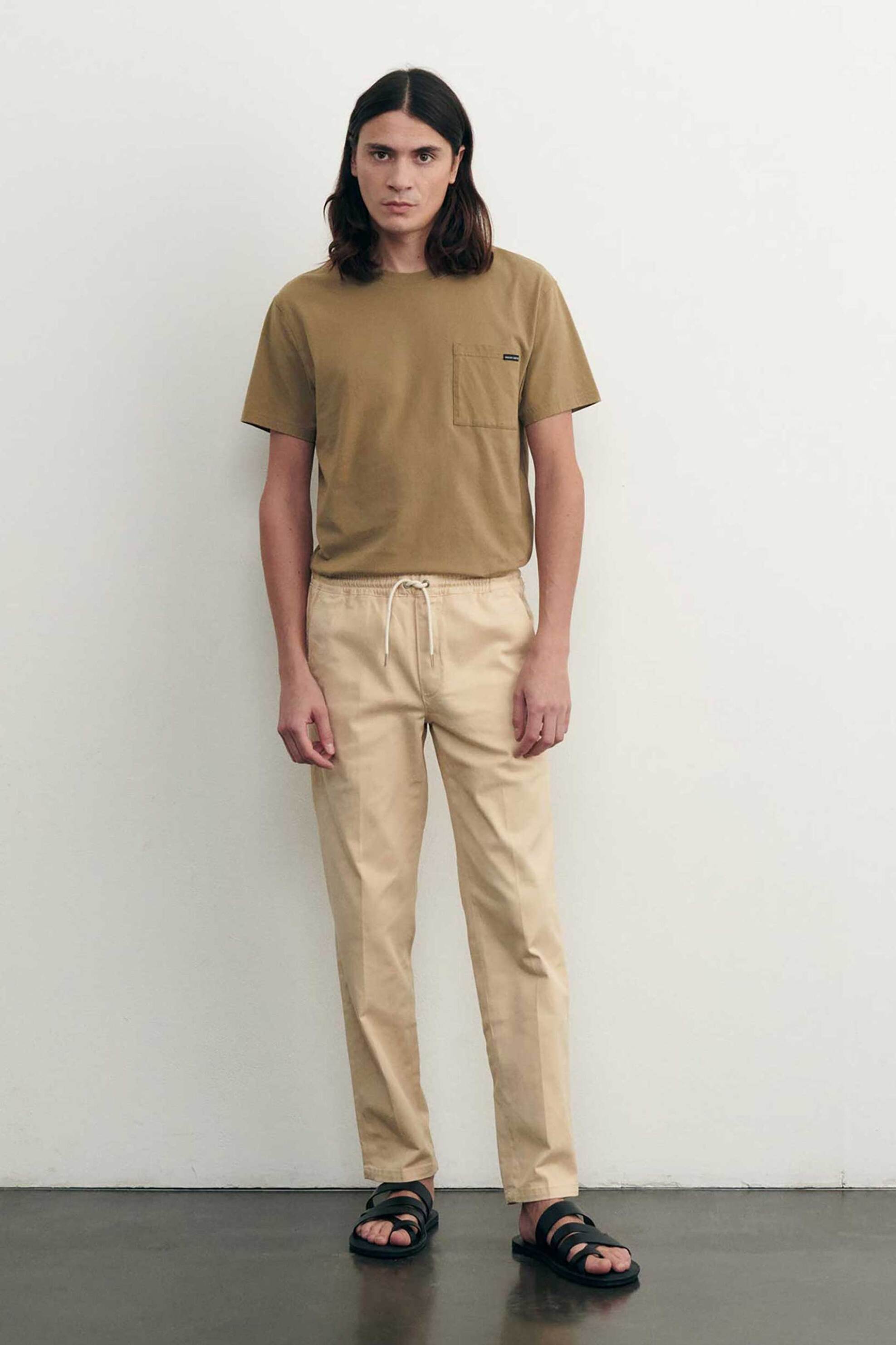 Maison Labiche ανδρικό παντελόνι με ελαστική μέση "Arcade" - SMARCADEANB Μπεζ