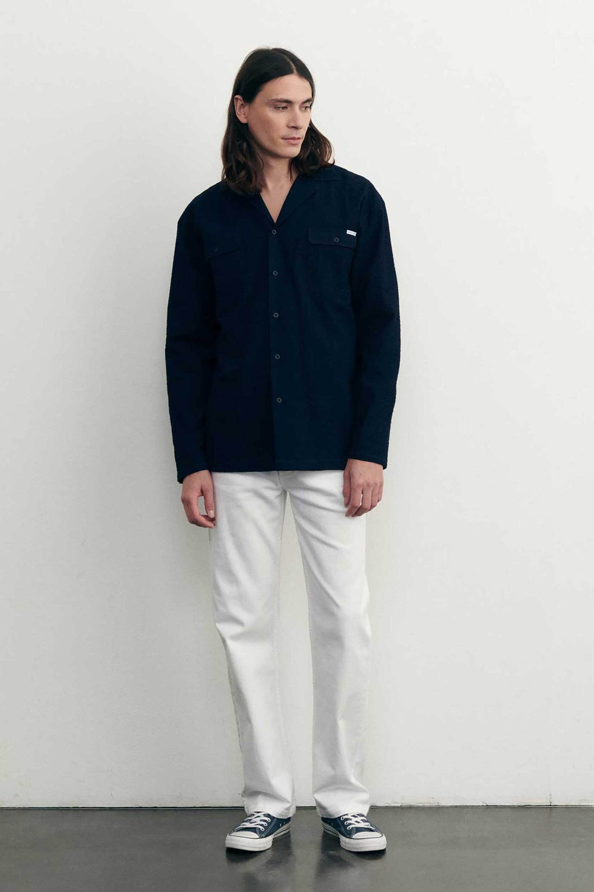 Maison Labiche ανδρικό πουκάμισο oversized με τσέπες "TLaurens" - TMLAURENSMLLAB Μπλε Σκούρο