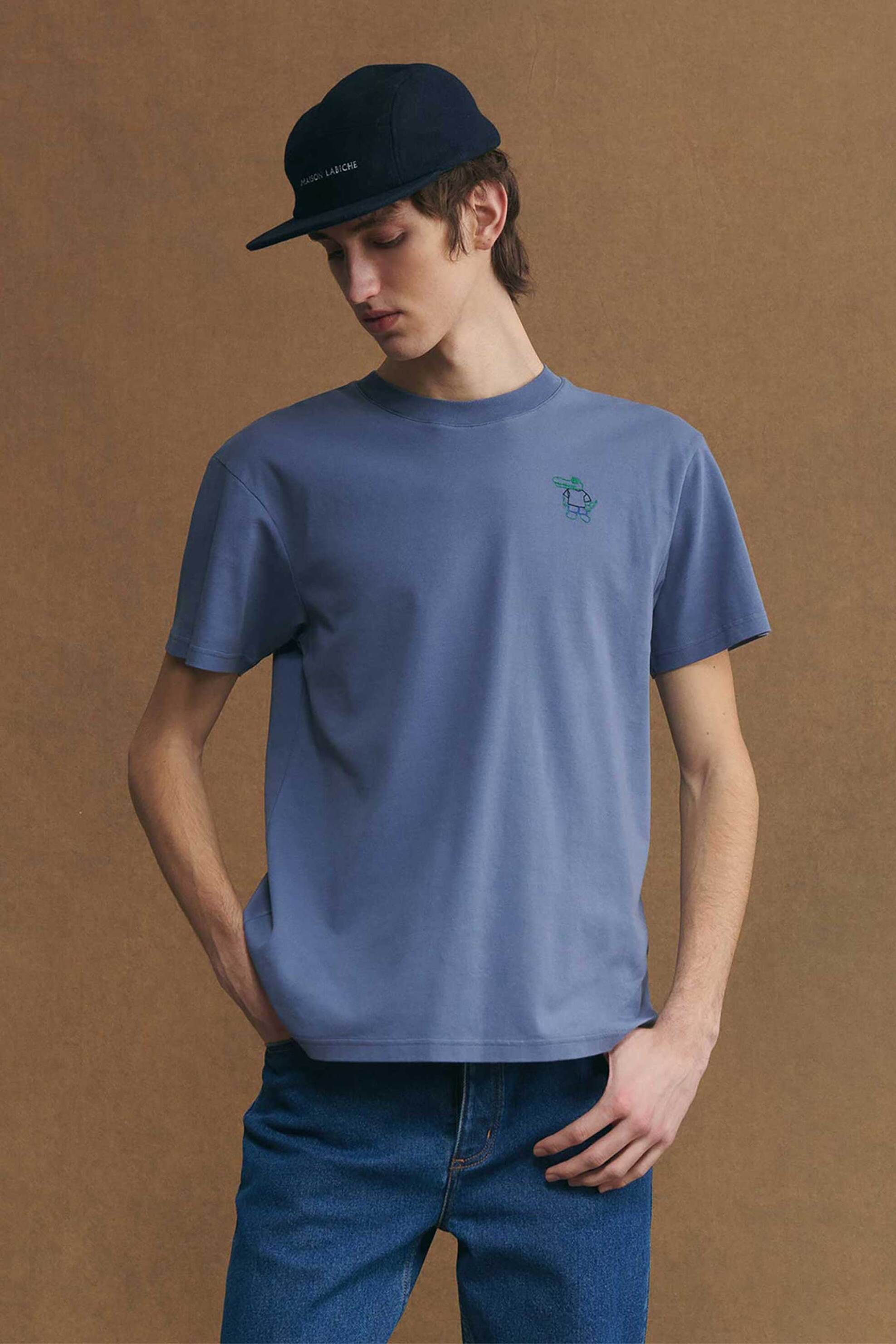 Maison Labiche ανδρικό T-shirt oversized "Croco The Man" - UMPATUREAUCROCO Μπλε