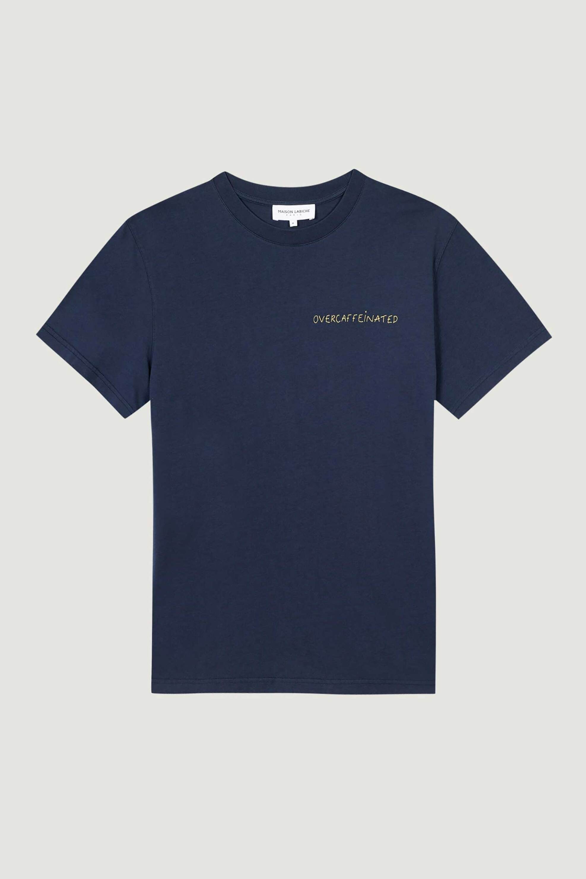 Maison Labiche ανδρικό T-shirt Slim Fit "Overcaffeinated" - UMPOPINOVERCAF Μπλε Σκούρο
