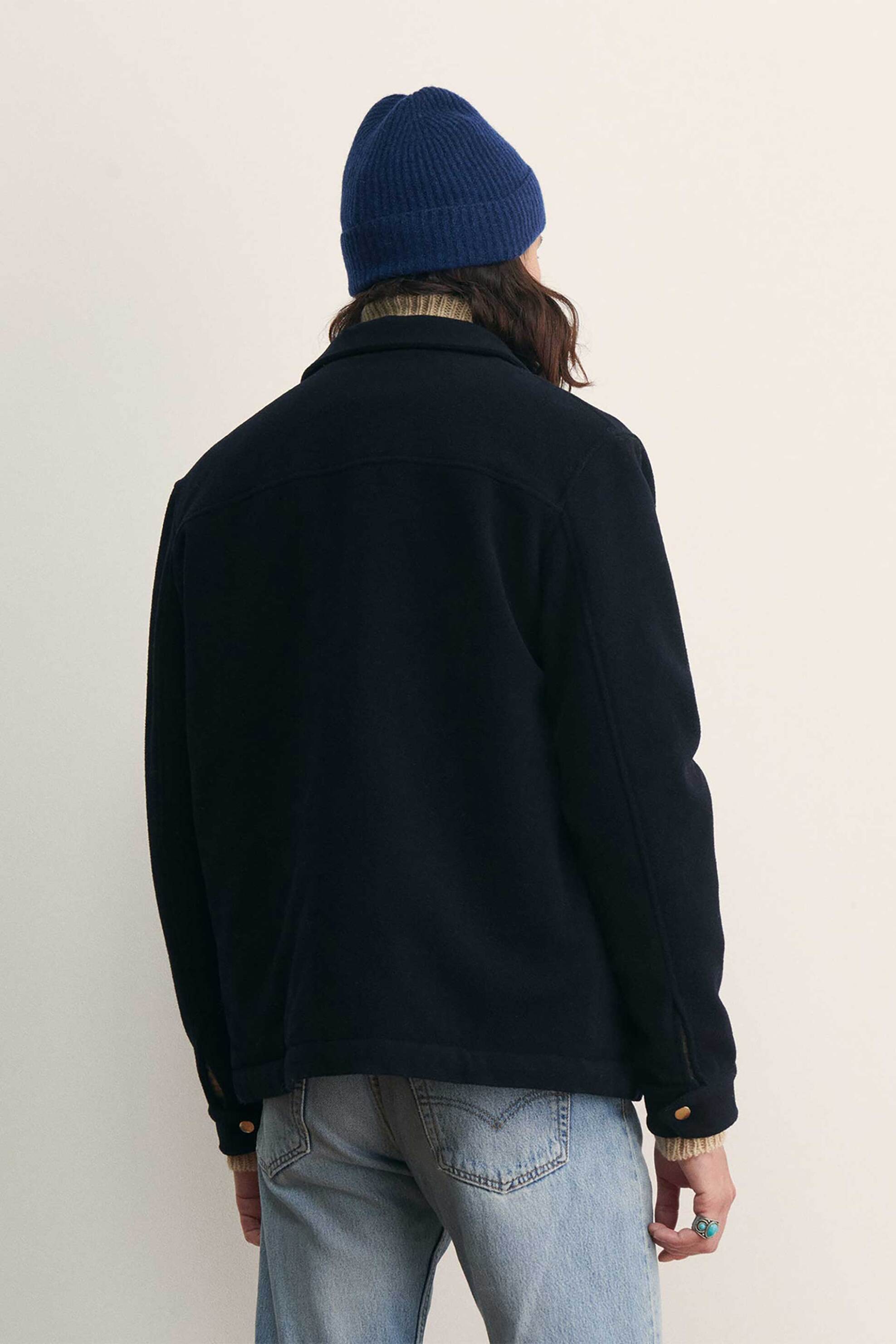 Maison Labiche ανδρική ζακέτα με γιακά και κέντημα "Roch" - RMROCHMLB Μπλε Σκούρο φωτογραφία