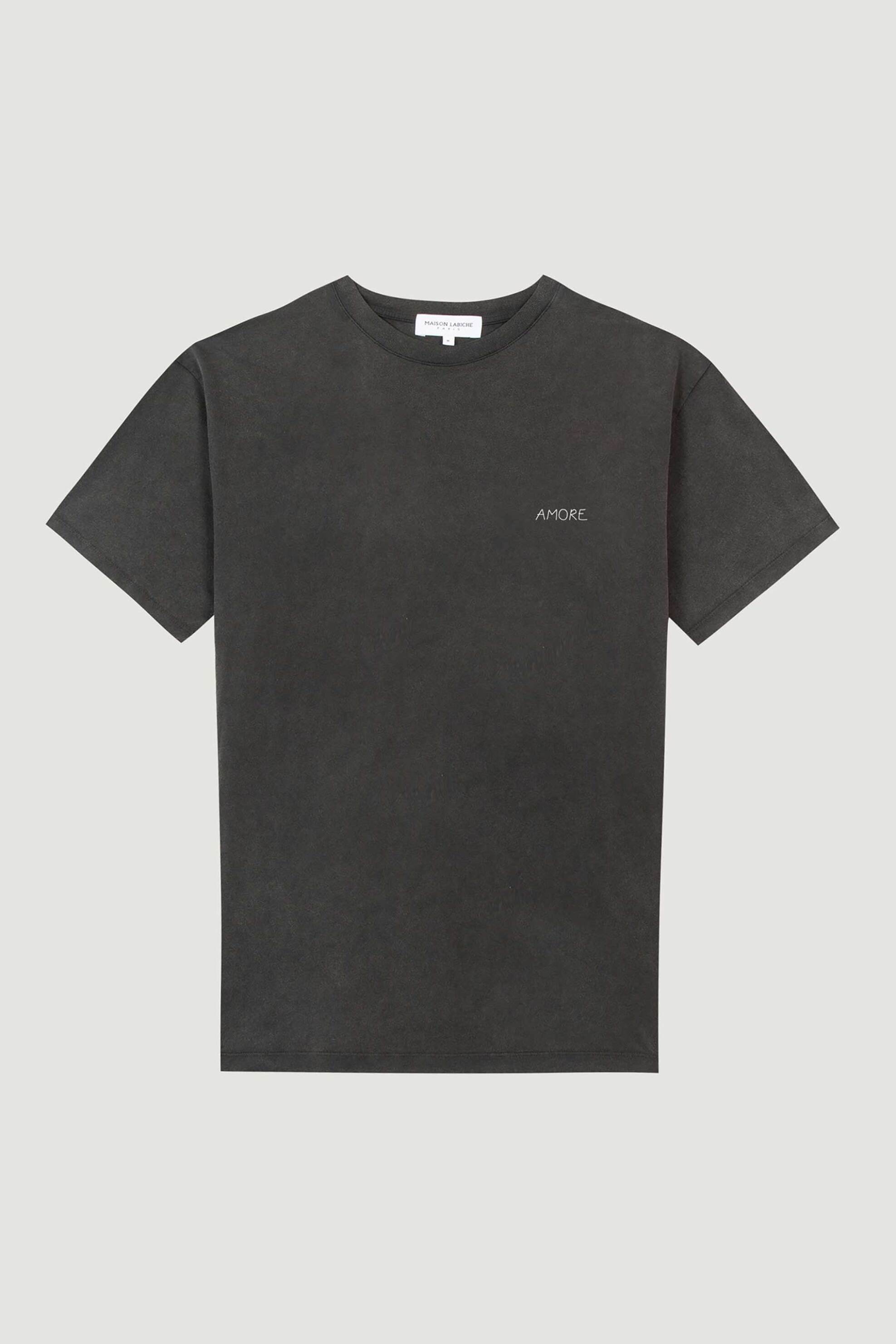 MAISON LABICHE Maison Labiche ανδρικό βαμβακερό T-shirt μονόχρωμο "Amore" - MMPOPINAMORE Ανθρακί