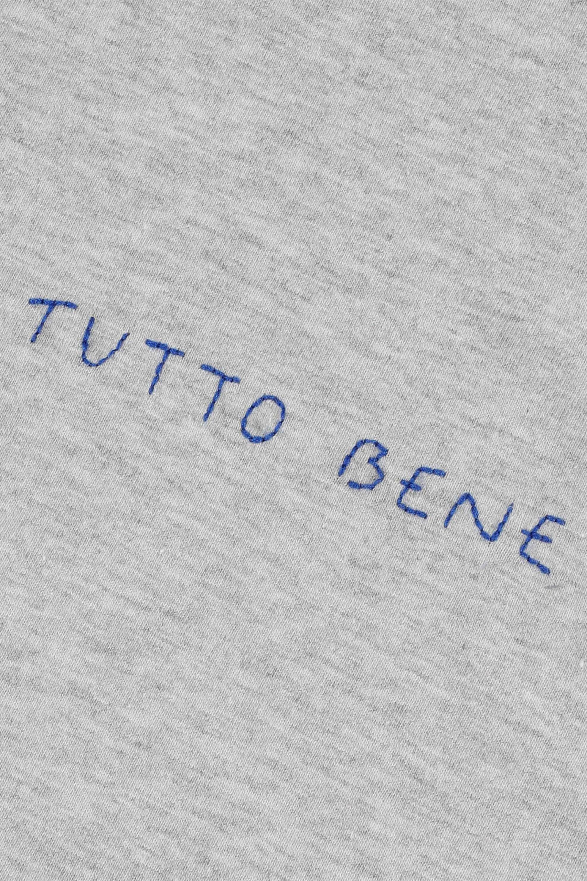 Maison Labiche ανδρικό βαμβακερό T-shirt με κεντημένο lettering "Tutto Bene" - VMPOPINTUTTOBEN Γκρι φωτογραφία