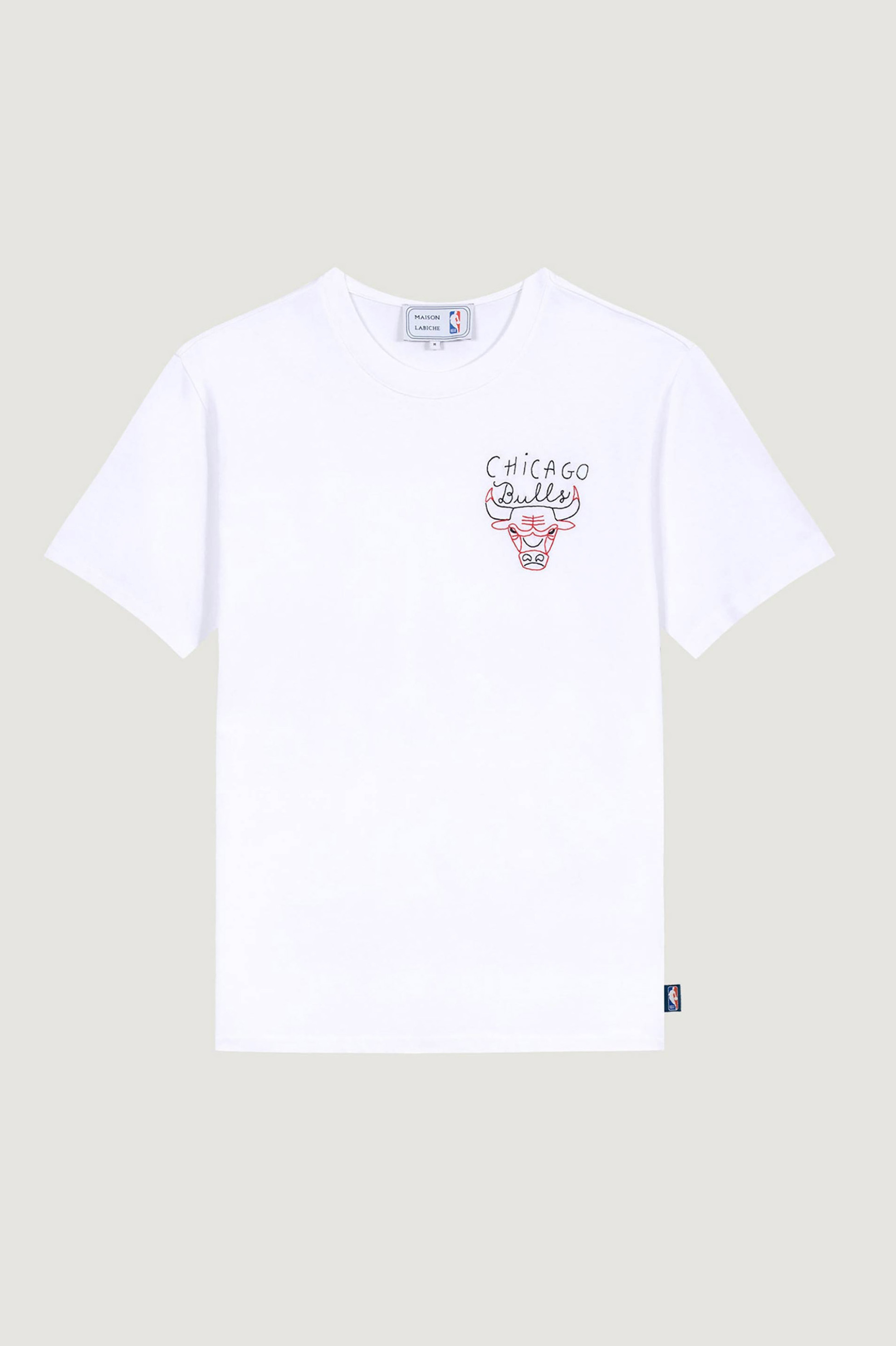 Maison Labiche ανδρικό βαμβακερό T-shirt μονόχρωμο με print "Mlb X Nba Chicago Bulls" - WMPOPINCHICAGO Λευκό